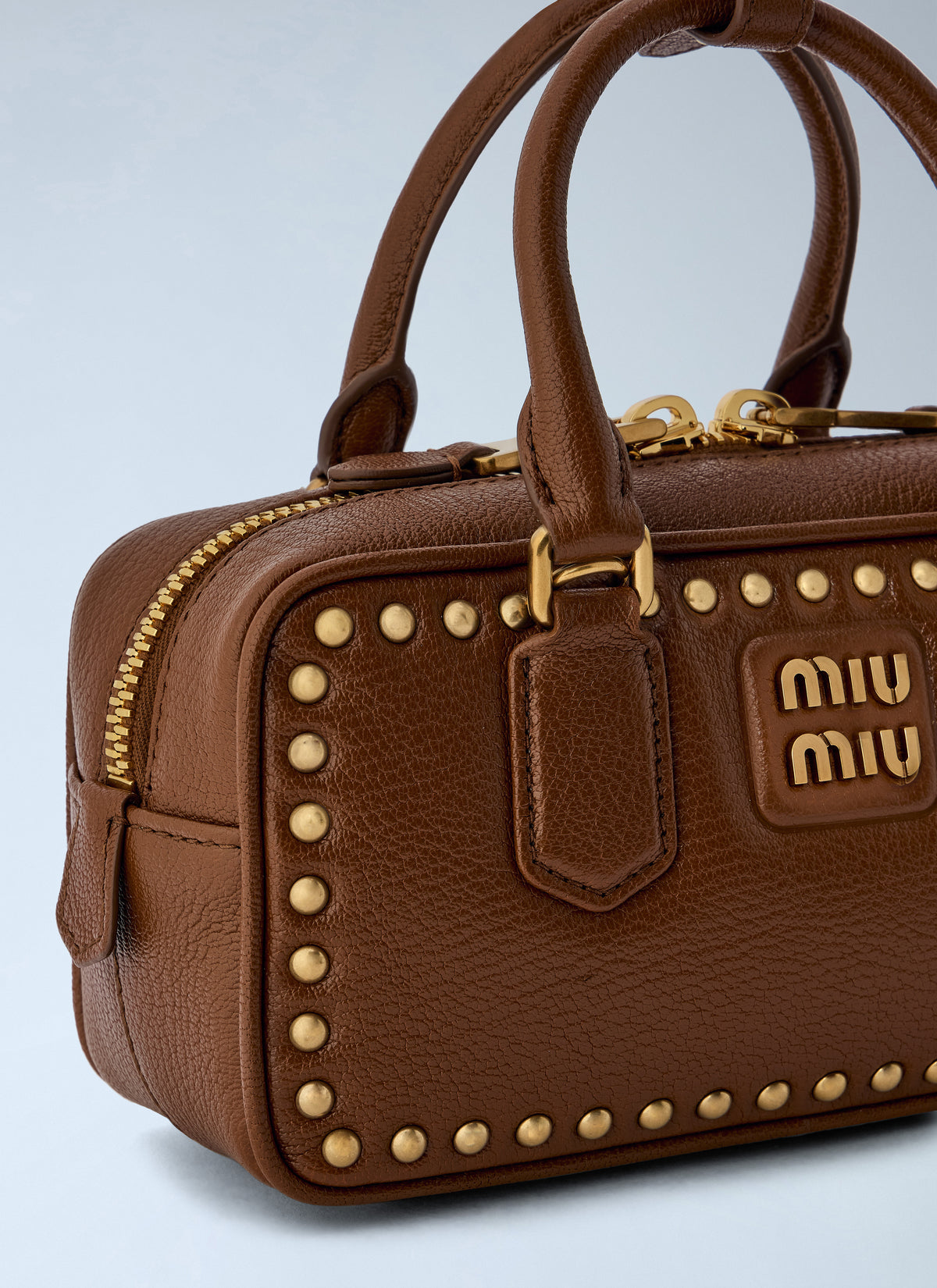 Miu Miu Women Brandy Arcadie Studded Leather Bag MIU MIU