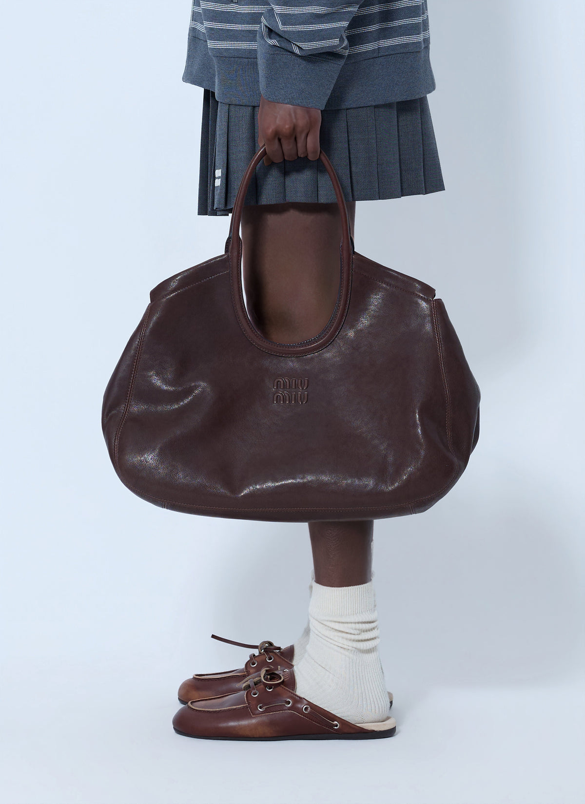 Miu Miu Men Ivy Nappa Leather Shopping Bag MIU MIU