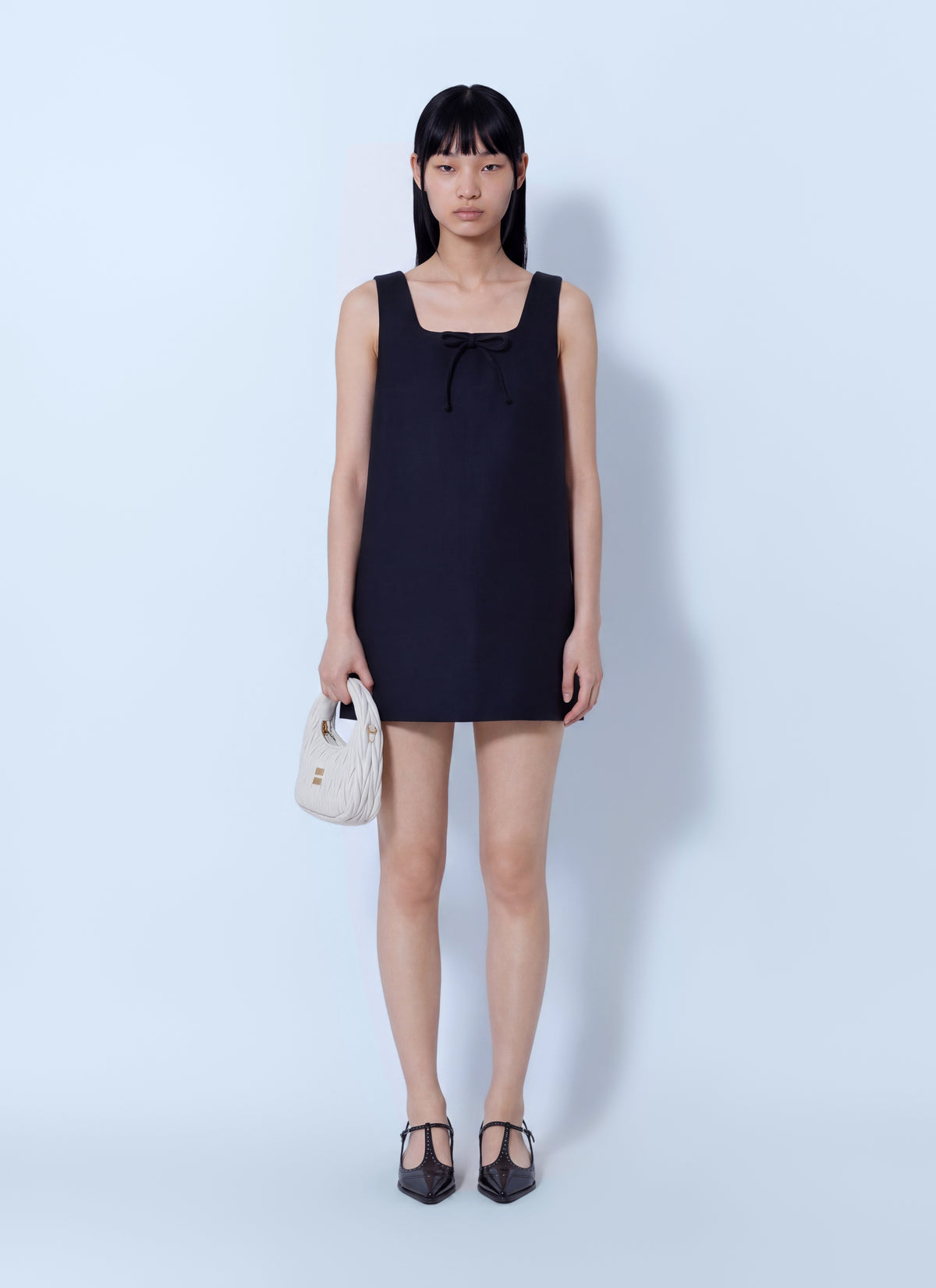 Miu Miu Women Sleeveless Mini Dress With Bow Detail MIU MIU