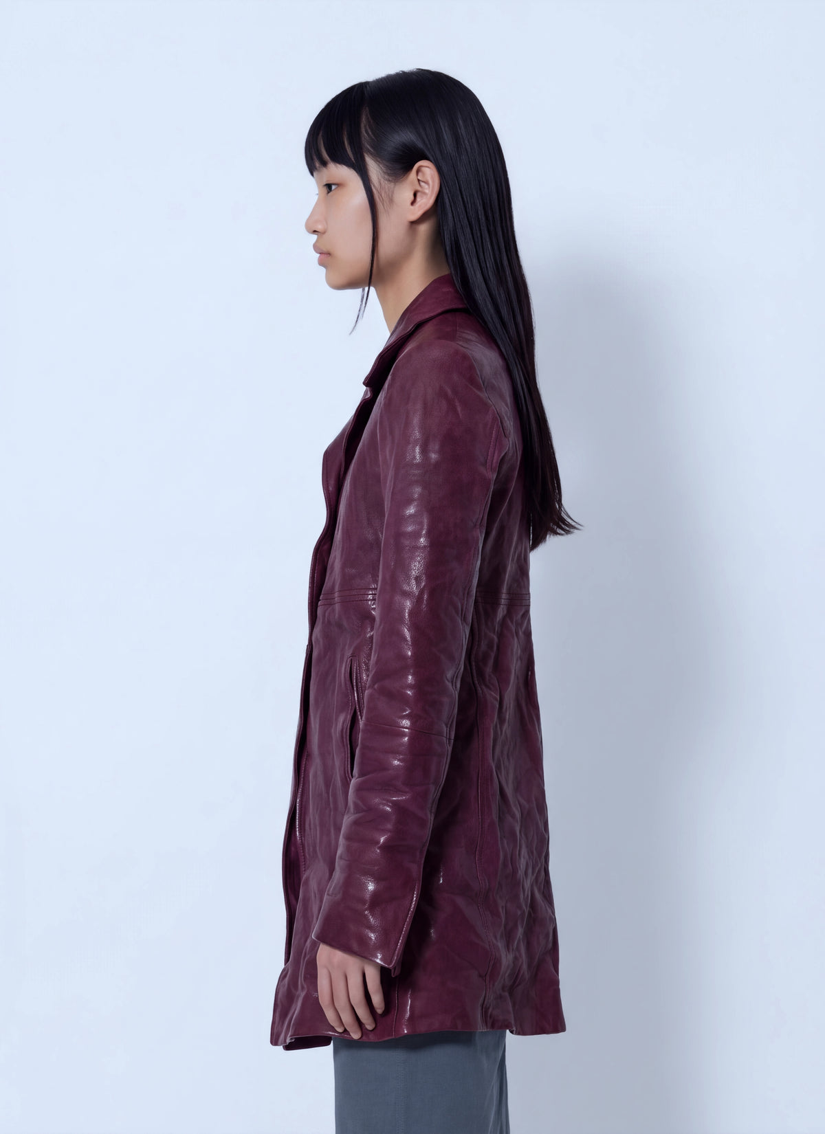 Miu Miu Women Textured Leather Coat MIU MIU