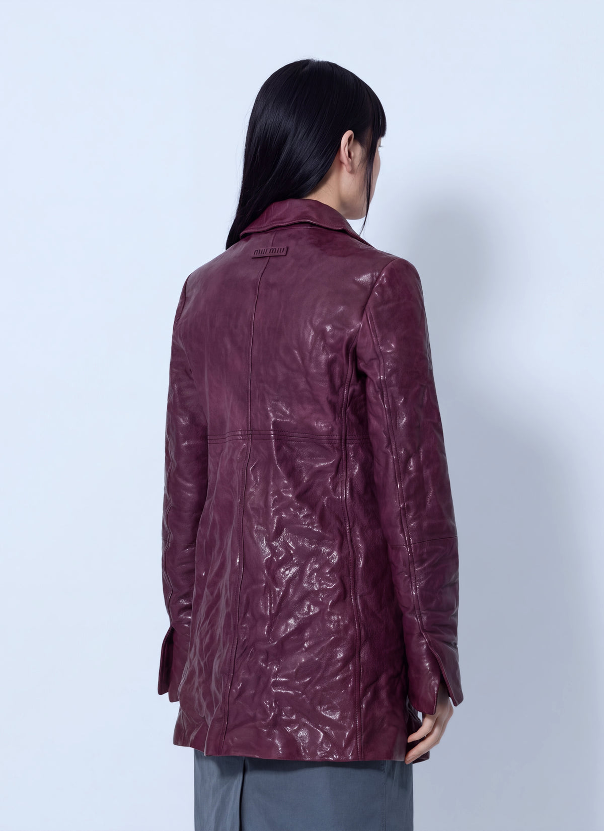 Miu Miu Women Textured Leather Coat MIU MIU