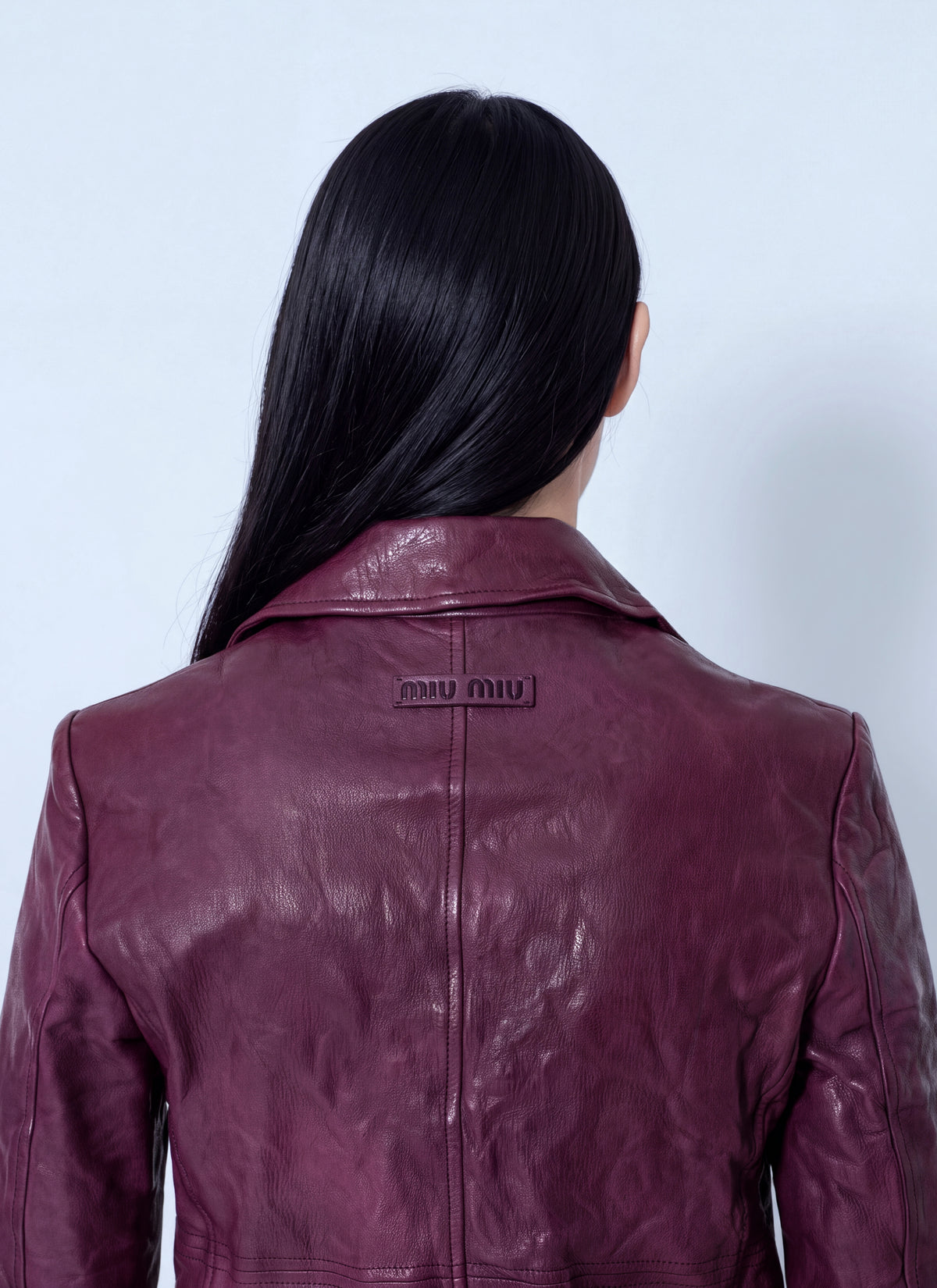 Miu Miu Women Textured Leather Coat MIU MIU