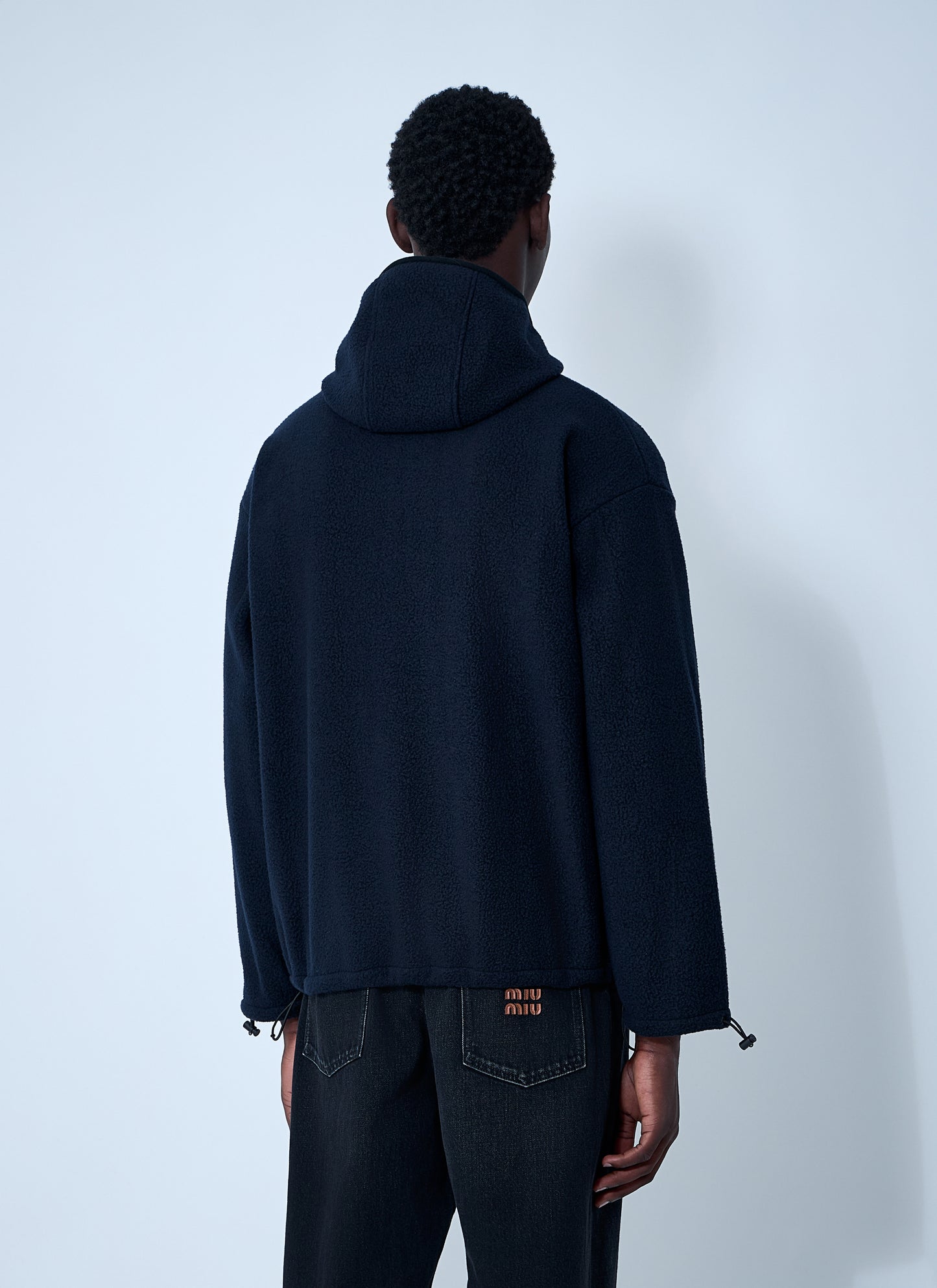 Miu Miu Men Hooded Logo Motif Sweatshirt