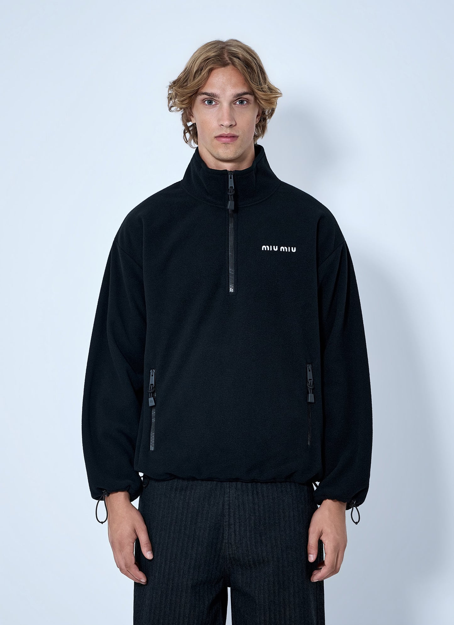 Miu Miu Men Half-Zip Fleece Sweatshirt MIU MIU
