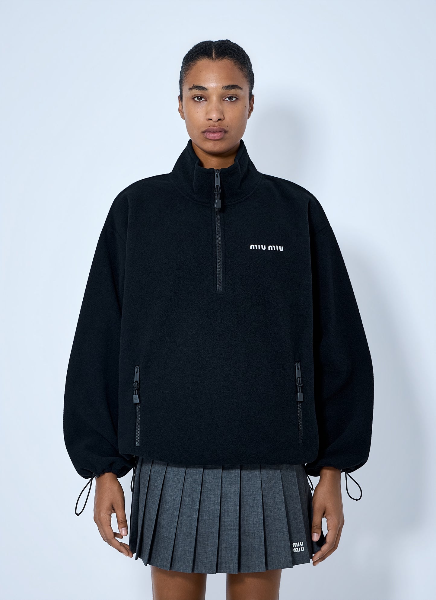 Miu Miu Women Half-Zip Fleece Sweatshirt MIU MIU