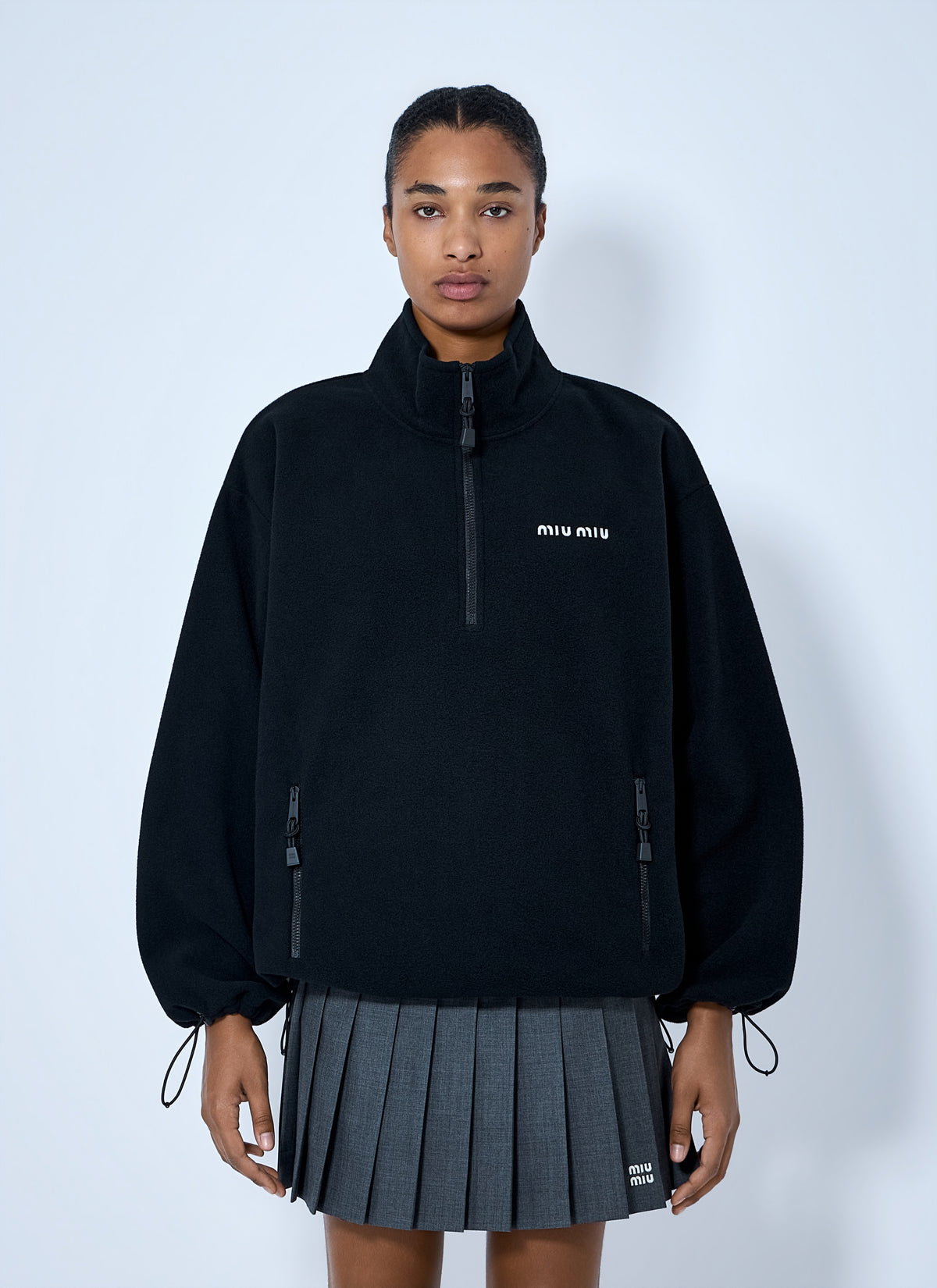 Miu Miu Men Half-Zip Fleece Sweatshirt MIU MIU