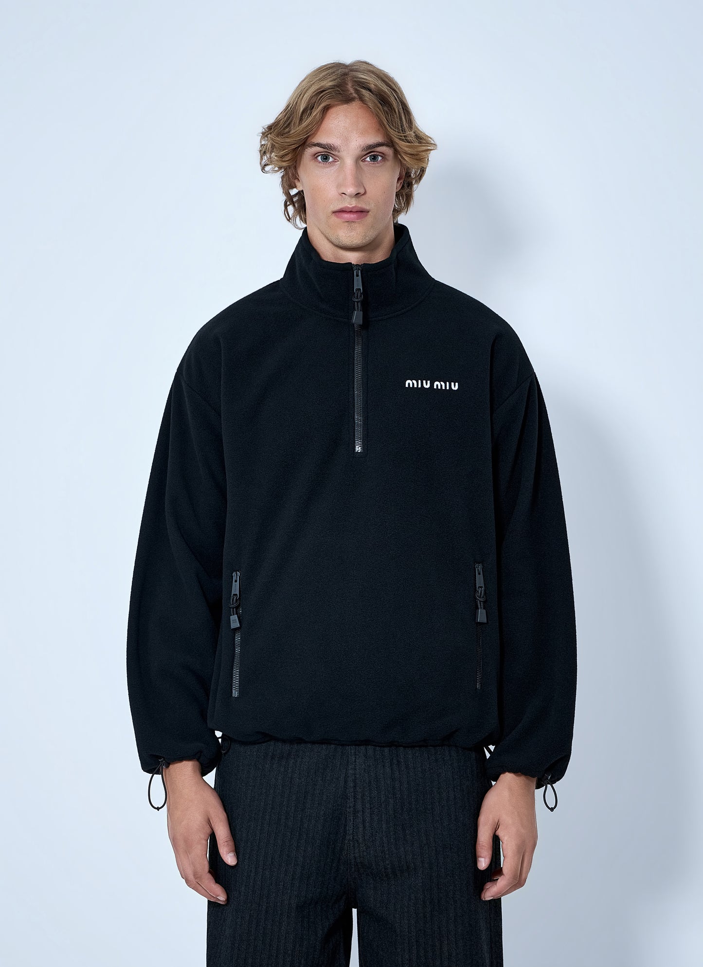Miu Miu Men Half-Zip Fleece Sweatshirt MIU MIU