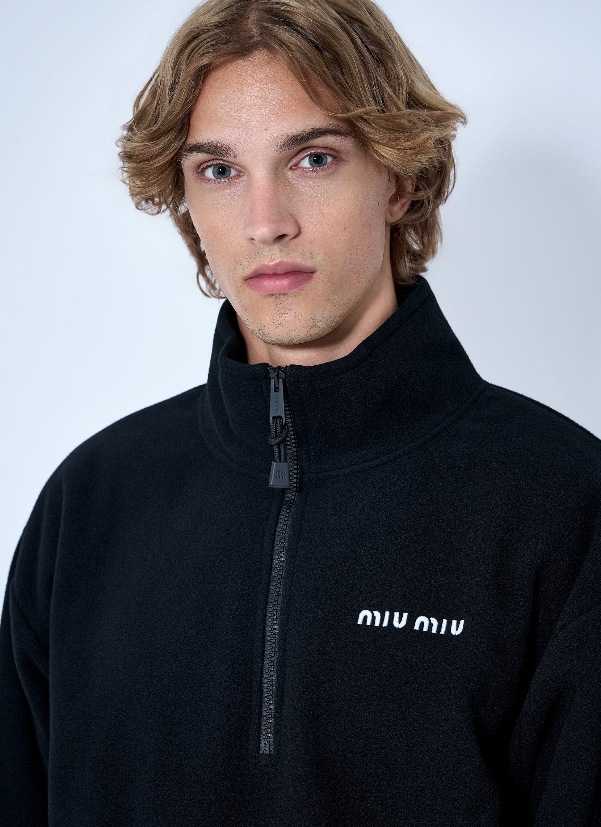 Miu Miu Men Half-Zip Fleece Sweatshirt MIU MIU