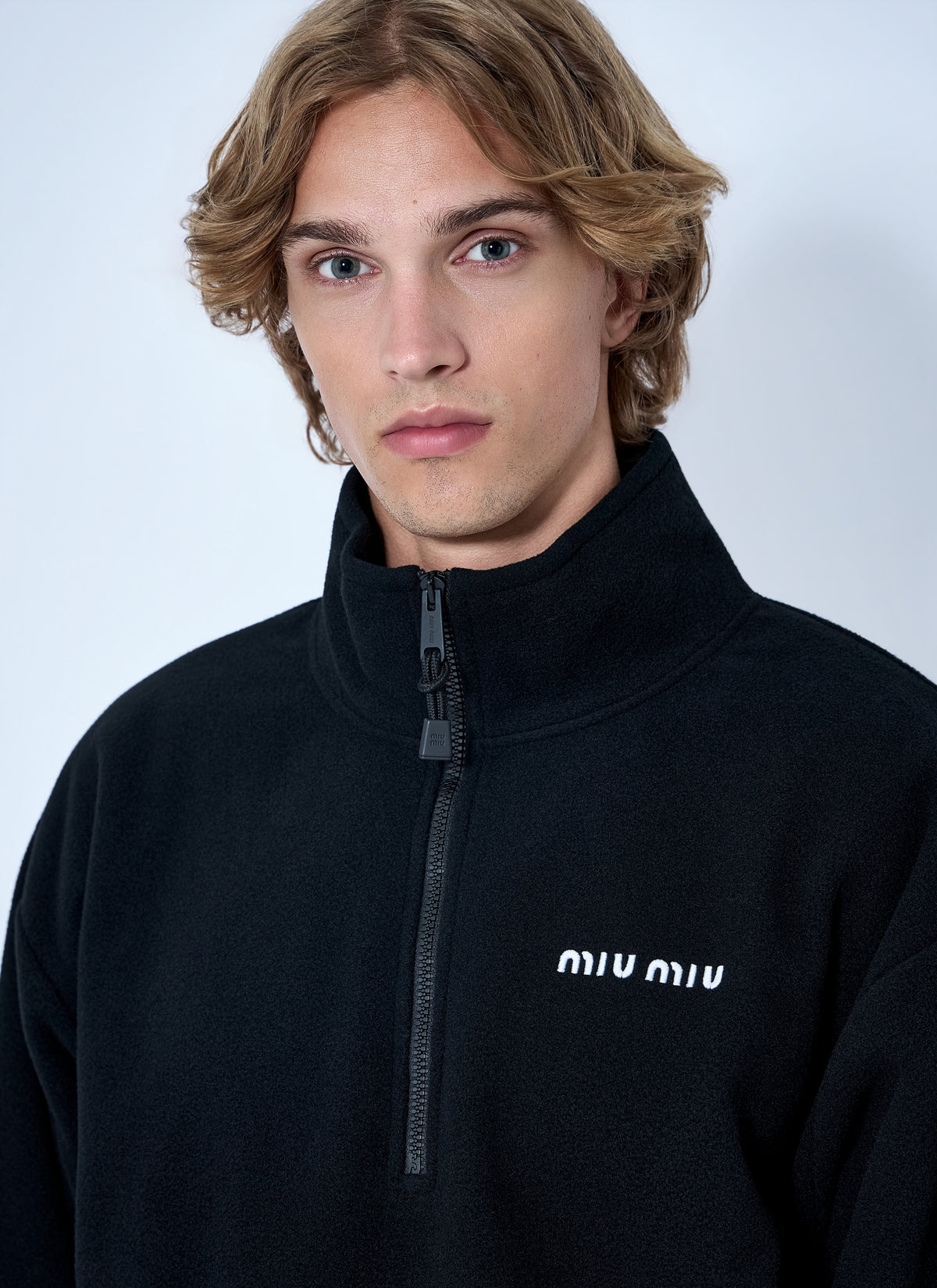 Miu Miu Women Half-Zip Fleece Sweatshirt MIU MIU
