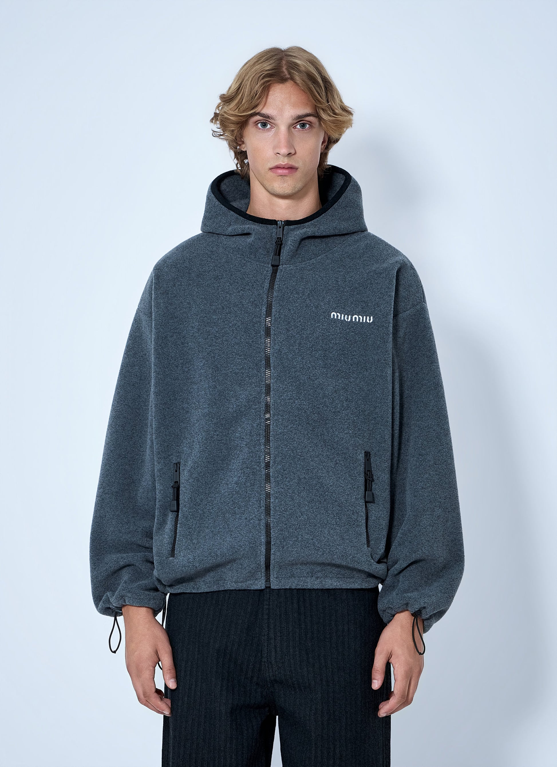 Miu Miu Men Hooded Zip Sweatshirt MIU MIU