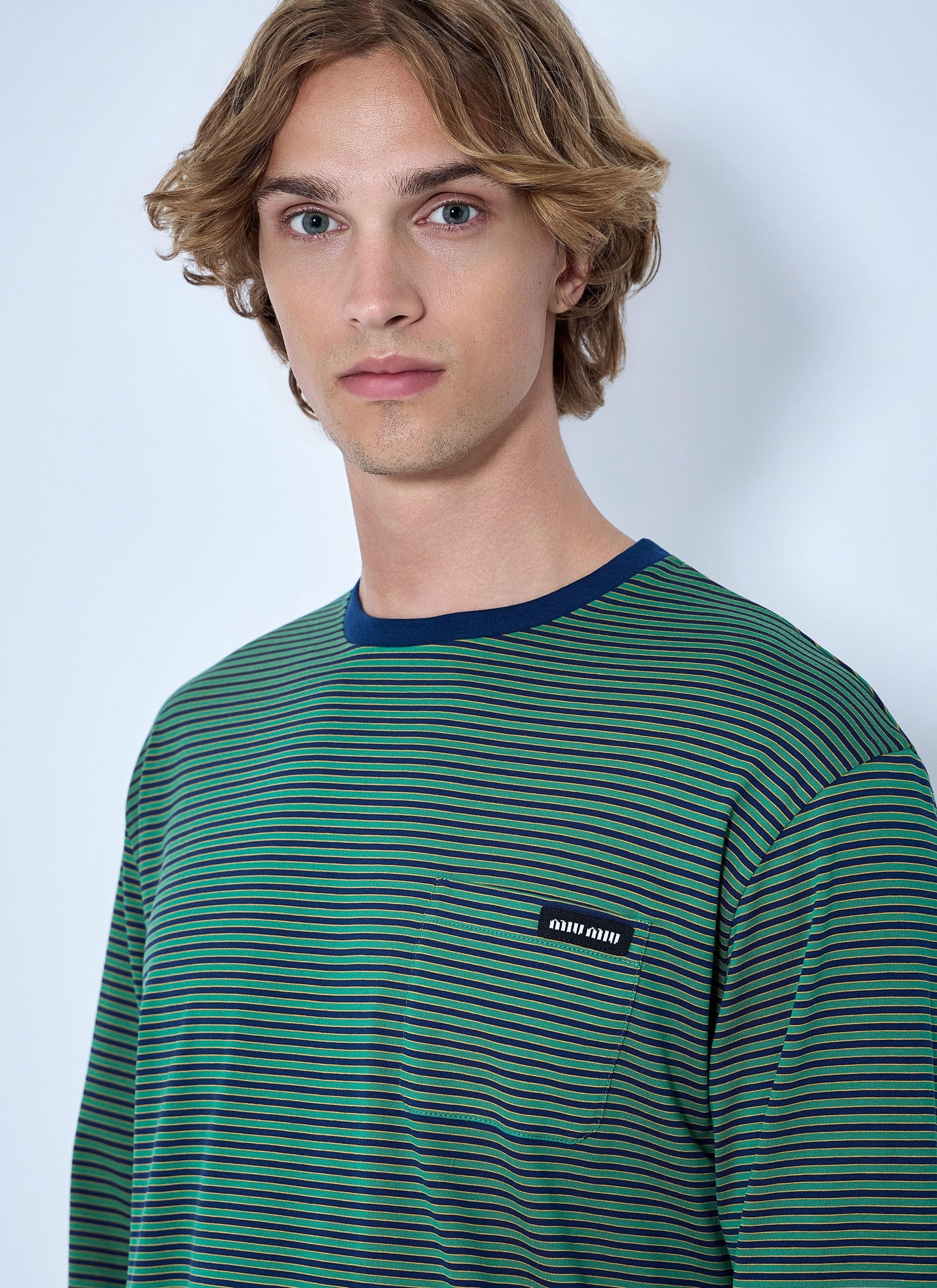 Miu Miu Women Striped Long Sleeve T-Shirt MIU MIU