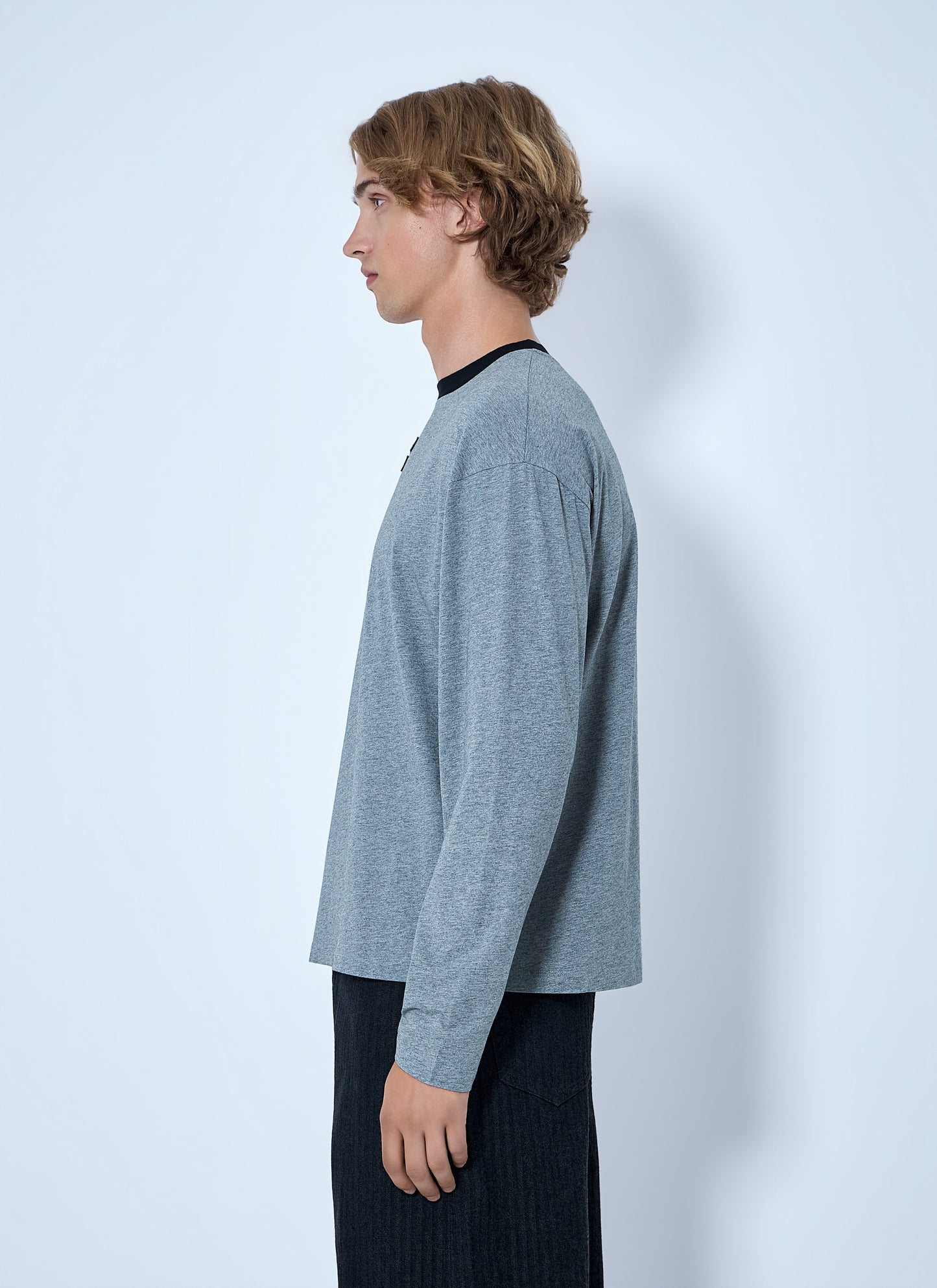 Miu Miu Men Logo Motif Long Sleeve T-Shirt MIU MIU