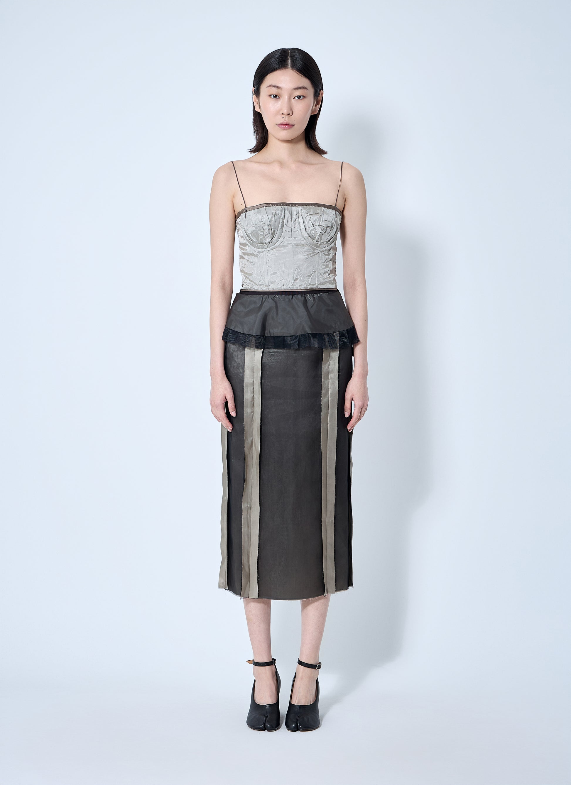 Maison Margiela Women Contrast Panel Silk Midi Dress MAISON MARGIELA