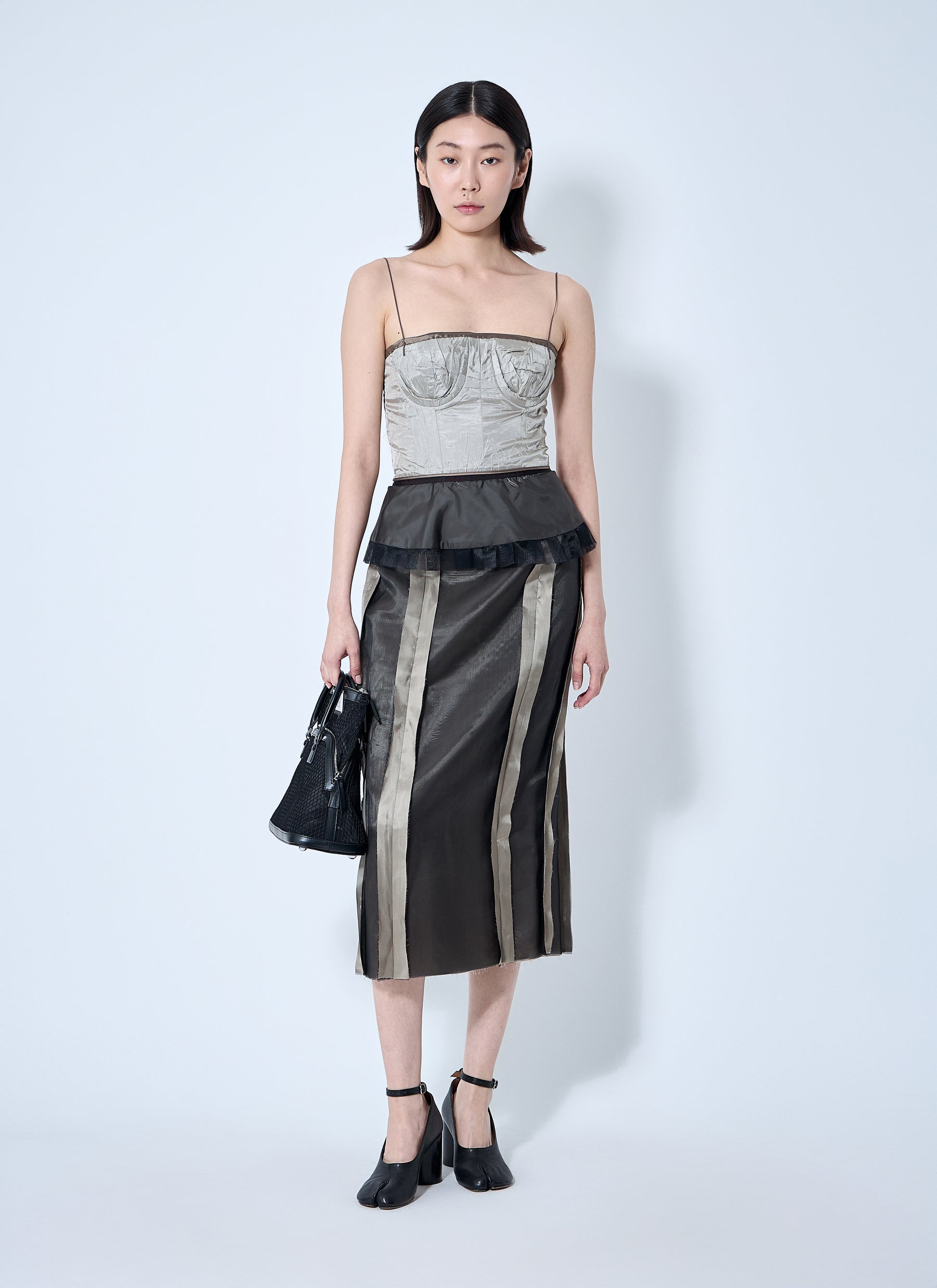 Maison Margiela Women Contrast Panel Silk Midi Dress MAISON MARGIELA