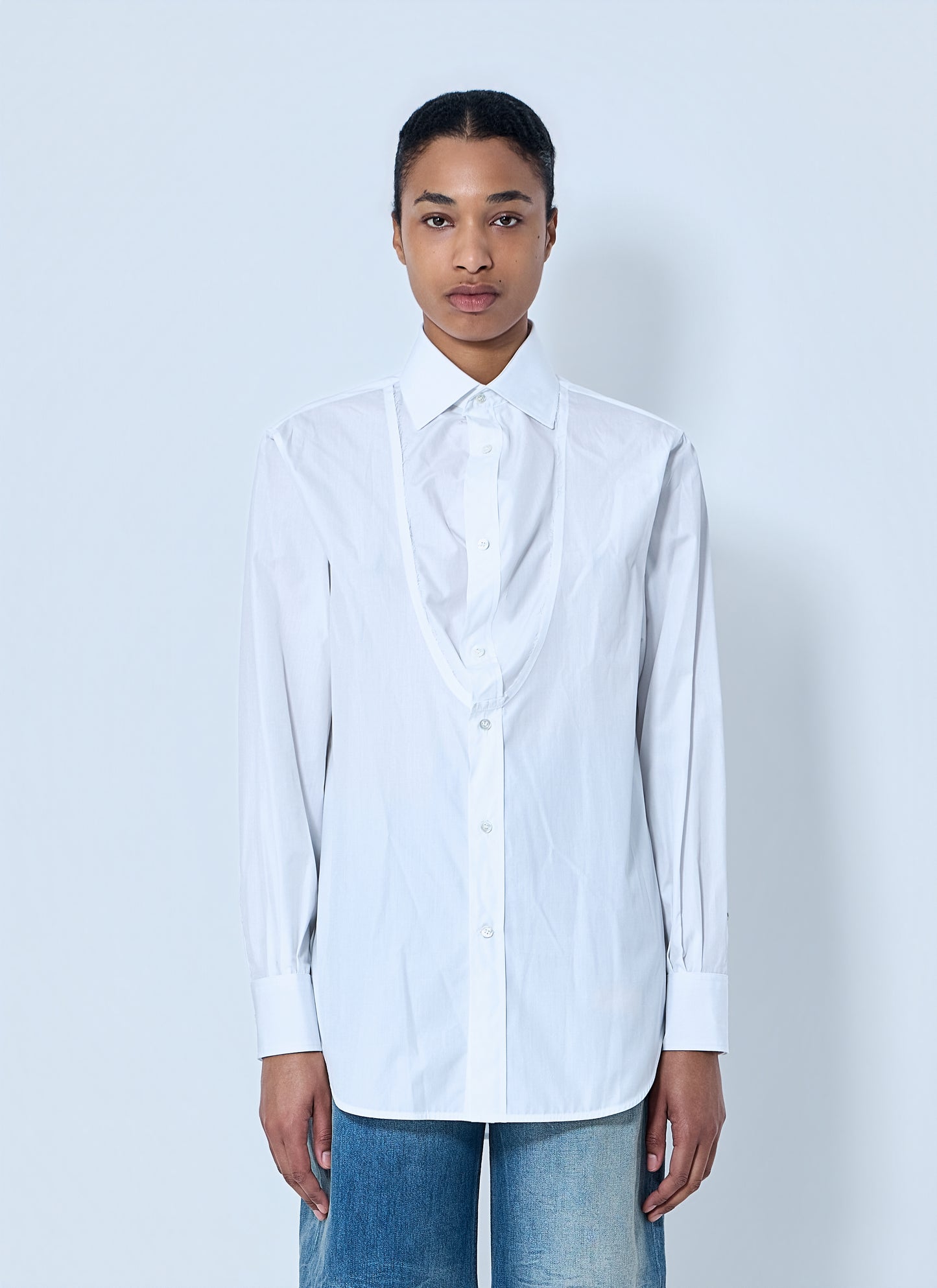 Maison Margiela Women White Folded V-Neck Collar Shirt MAISON MARGIELA