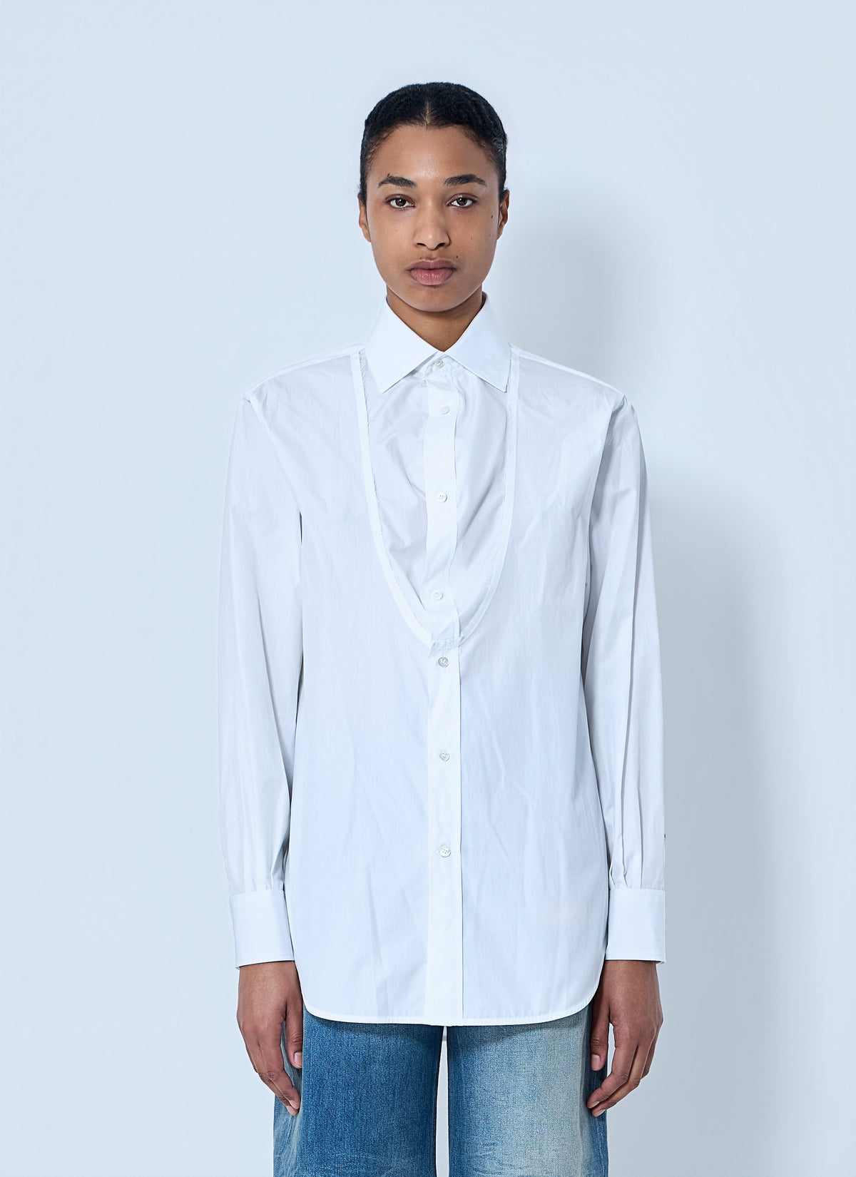 Maison Margiela Women White Folded V-Neck Collar Shirt MAISON MARGIELA