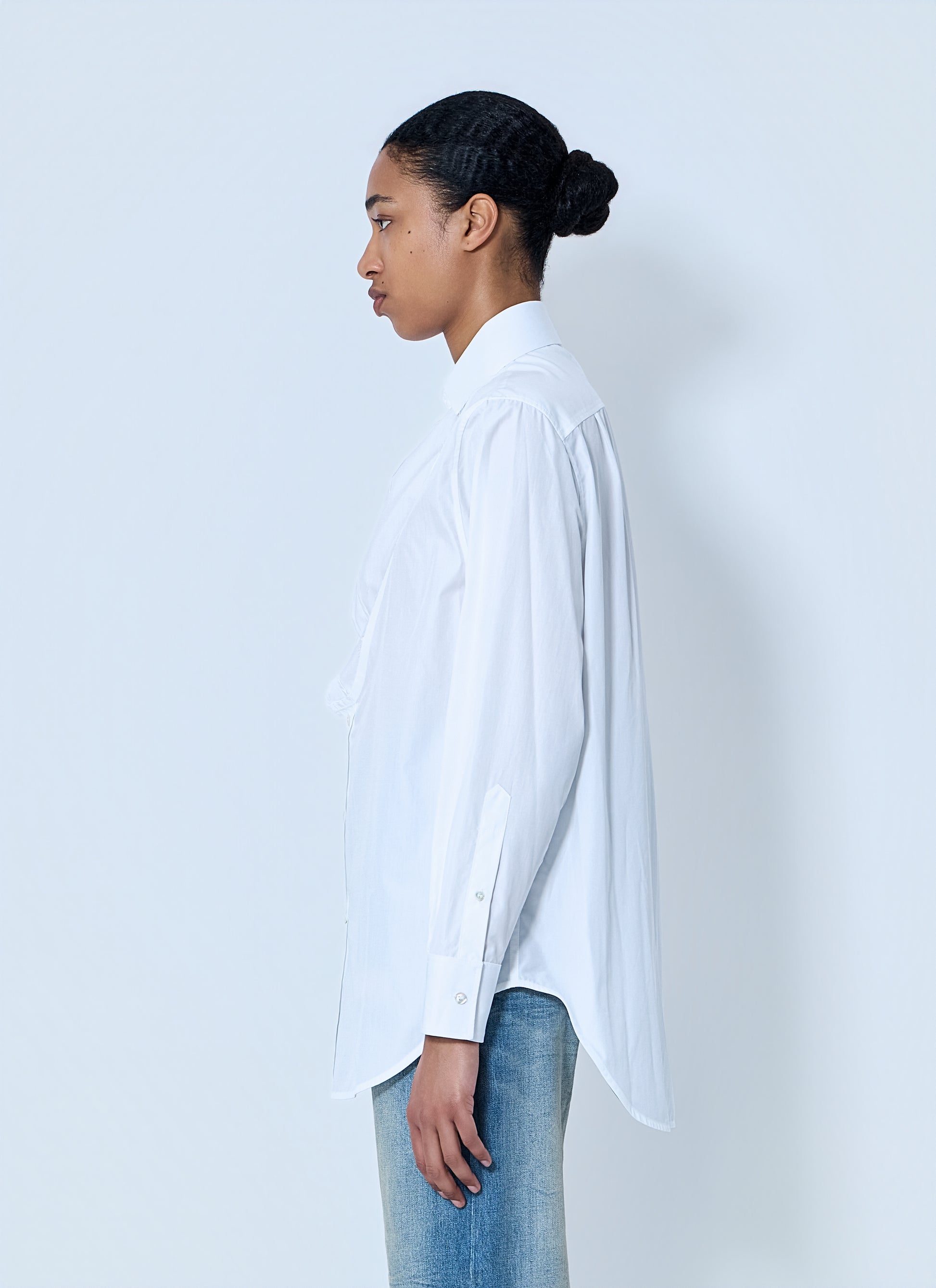 Maison Margiela Women White Folded V-Neck Collar Shirt MAISON MARGIELA