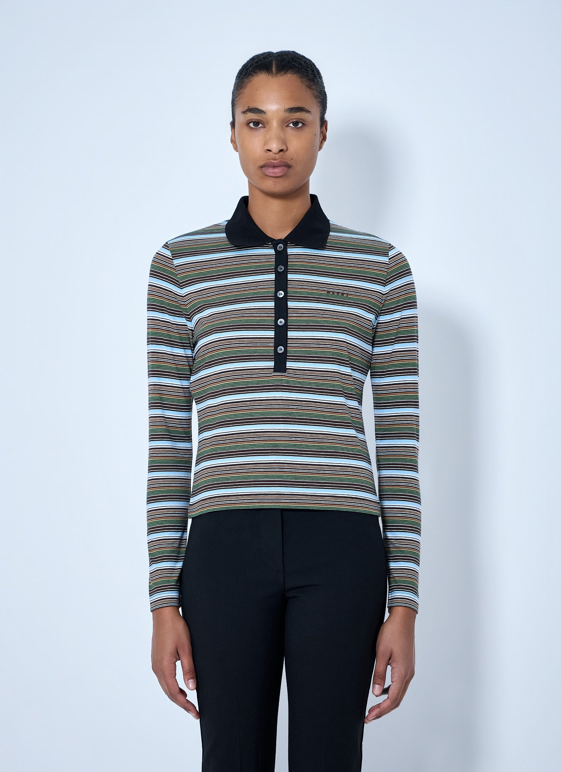 Marni Women Striped Long Sleeve Polo Shirt MARNI