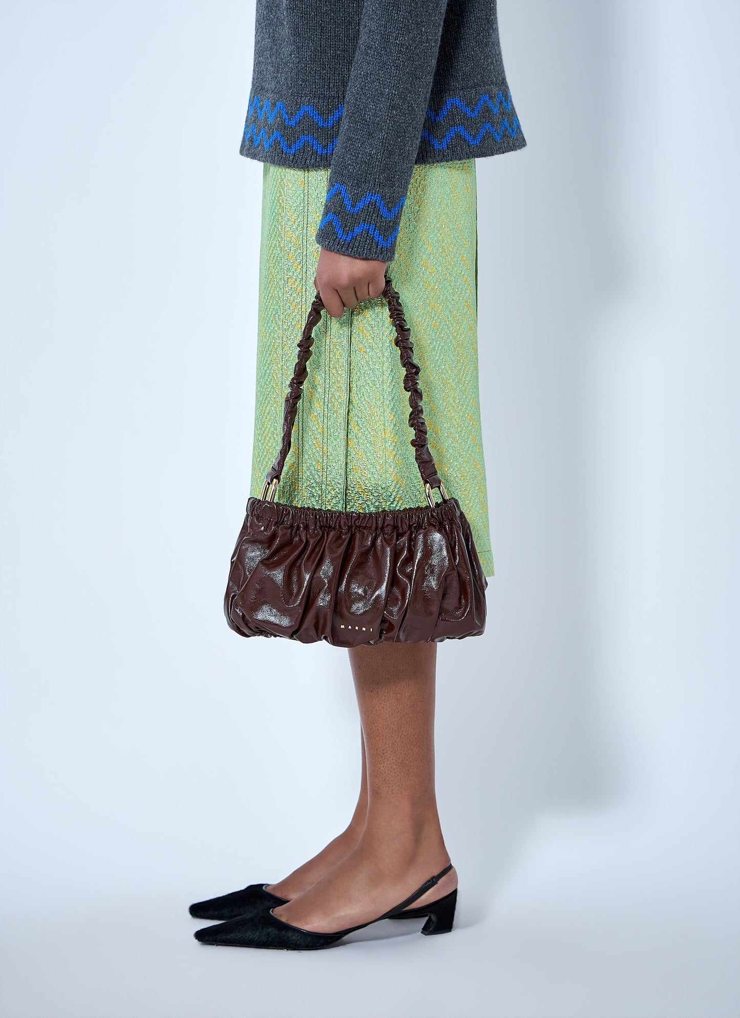 Marni Women Ruched Leather Shoulder Bag MARNI