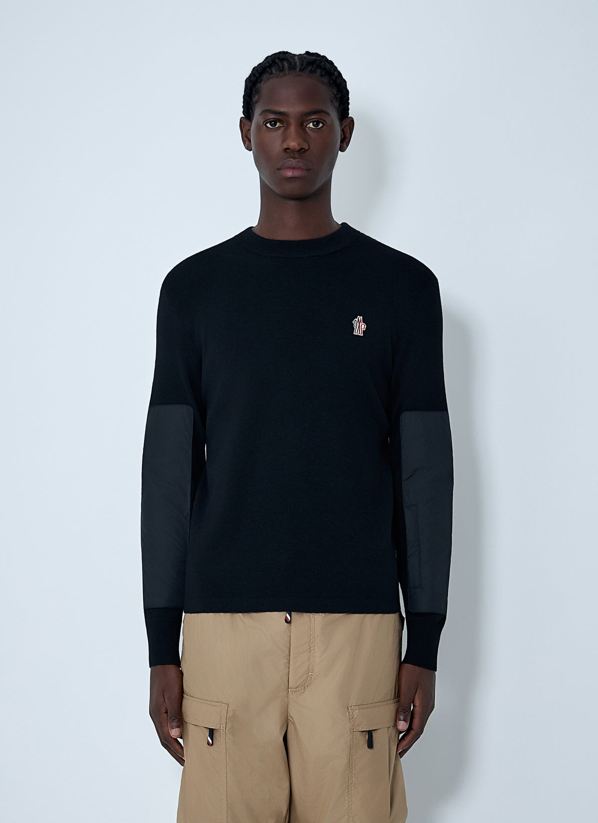 Moncler Grenoble Men Crewneck Sweater With Nylon Sleeve Patches MONCLER GRENOBLE