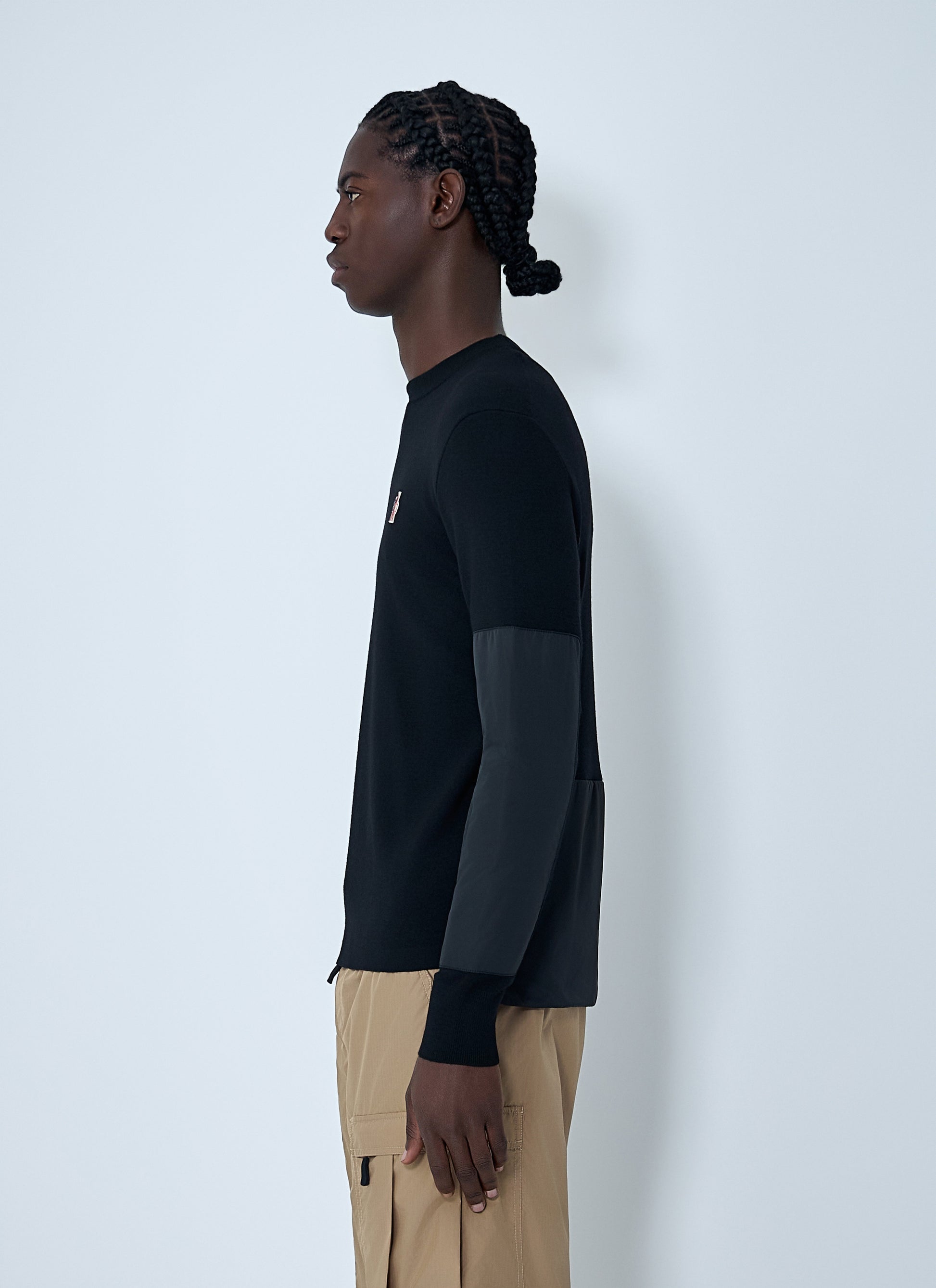 Moncler Grenoble Men Crewneck Sweater With Nylon Sleeve Patches MONCLER GRENOBLE