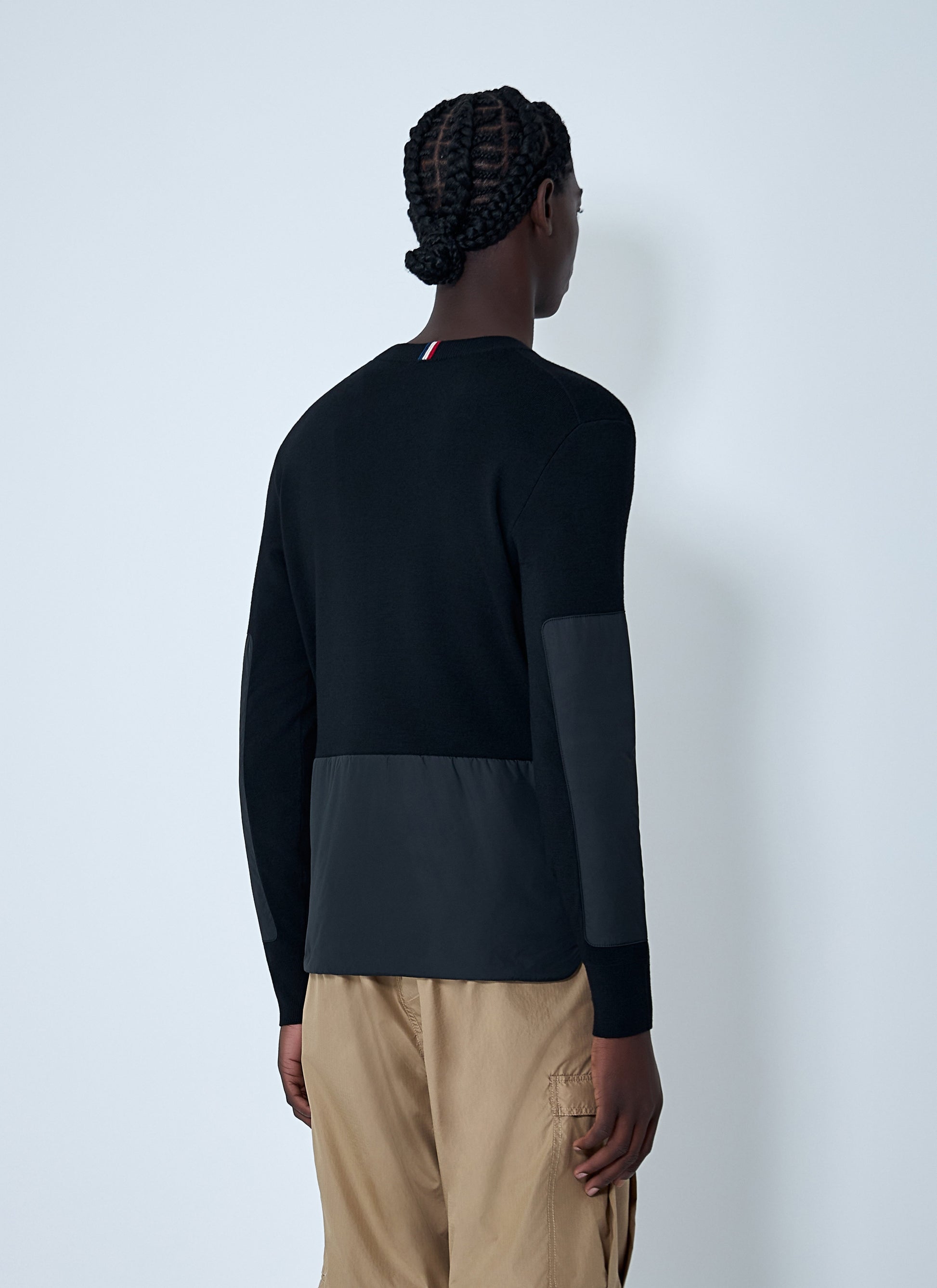 Moncler Grenoble Men Crewneck Sweater With Nylon Sleeve Patches MONCLER GRENOBLE