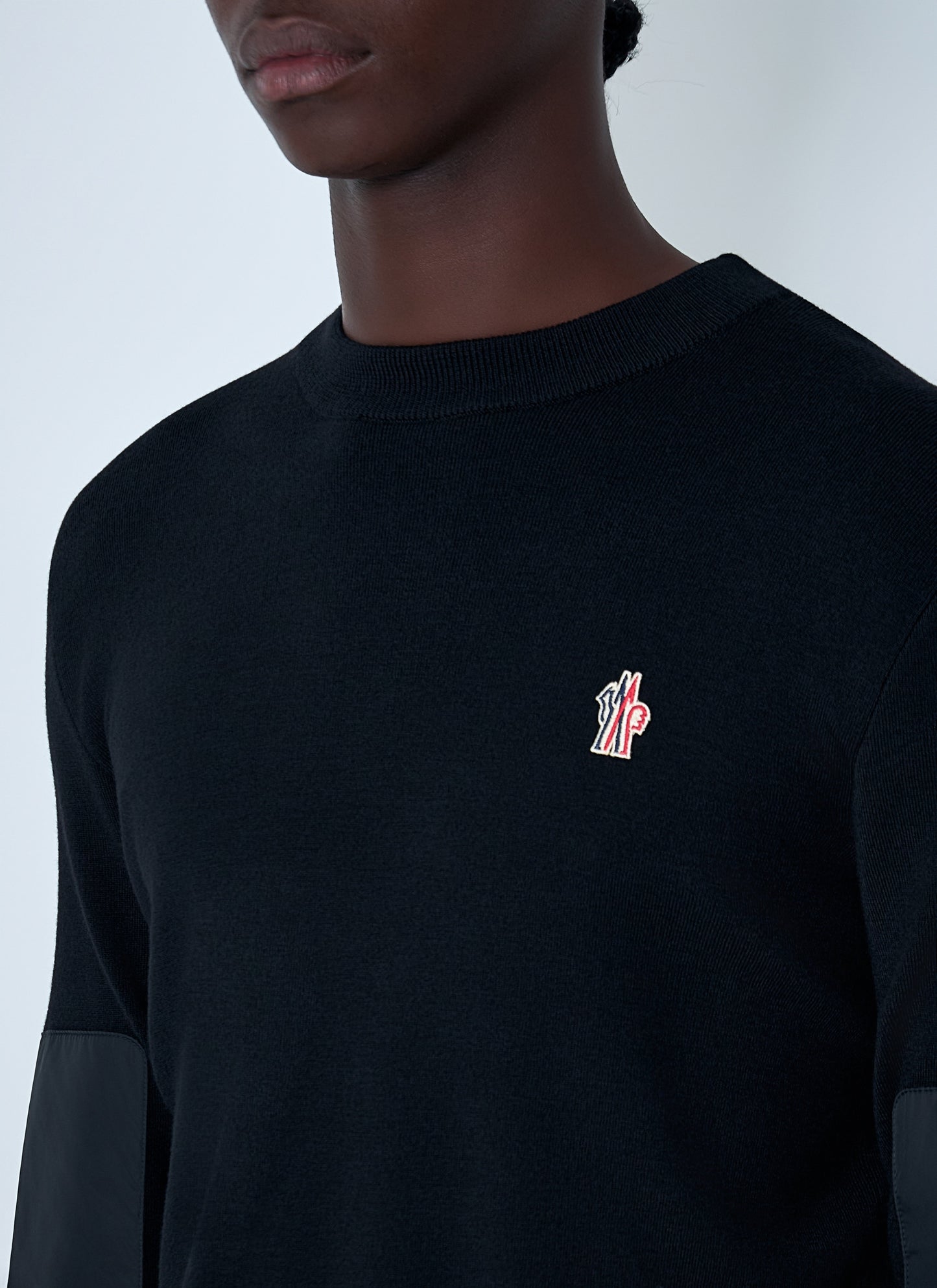 Moncler Grenoble Men Crewneck Sweater With Nylon Sleeve Patches MONCLER GRENOBLE