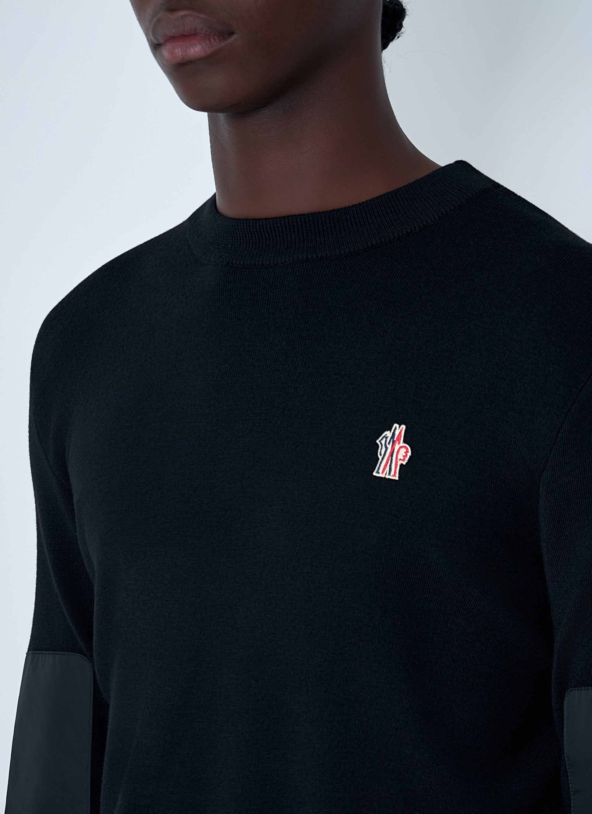 Moncler Grenoble Men Crewneck Sweater With Nylon Sleeve Patches MONCLER GRENOBLE
