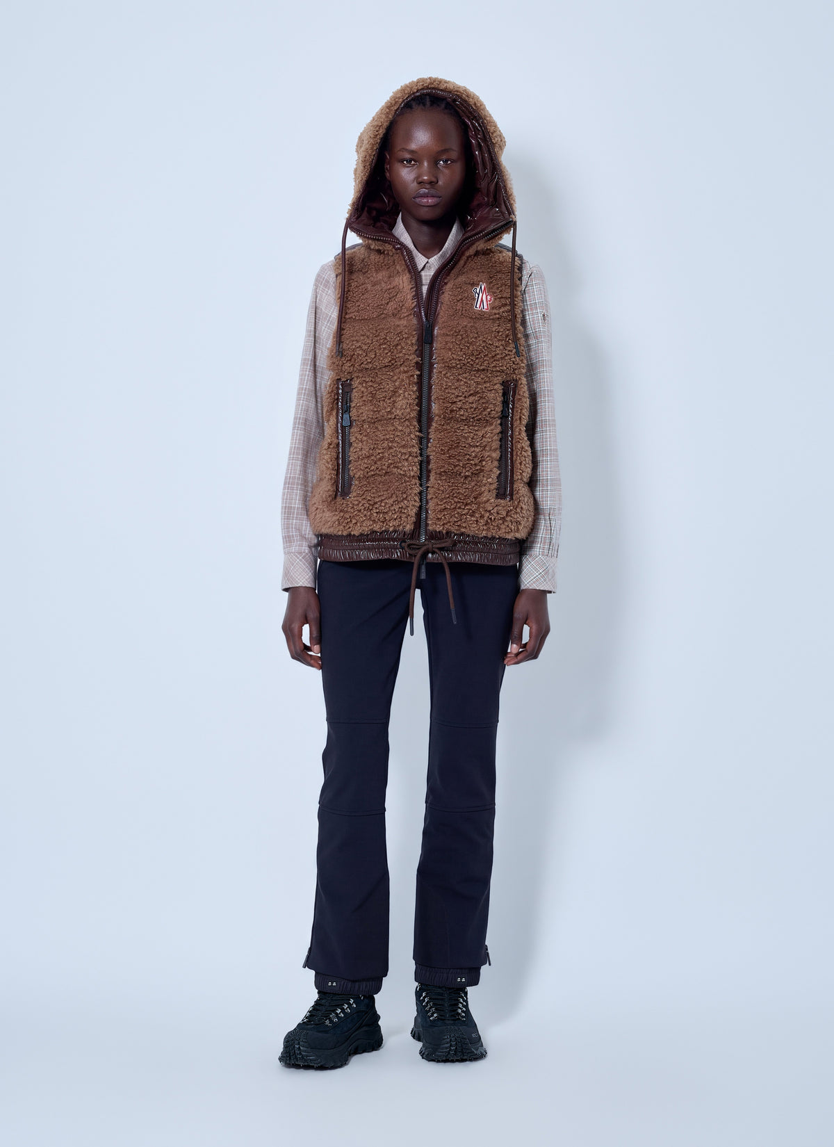 Moncler Grenoble Women Shearling Hooded Gilet MONCLER GRENOBLE
