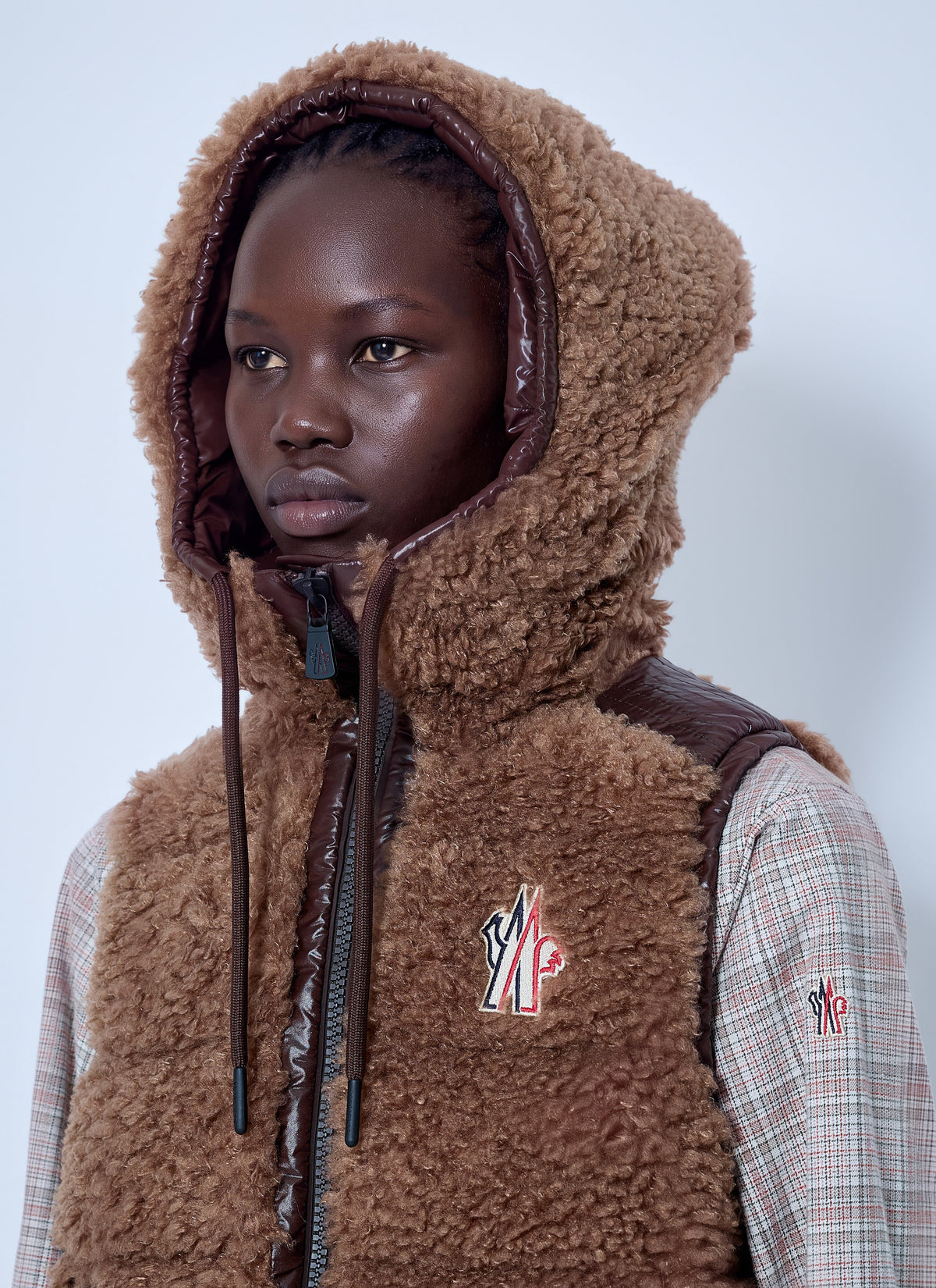 Moncler Grenoble Women Shearling Hooded Gilet MONCLER GRENOBLE