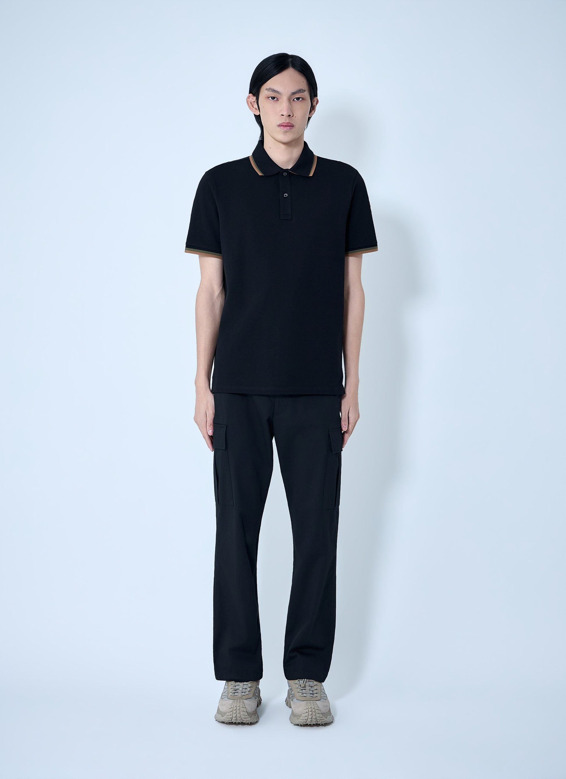 Moncler Men Polo Shirt With Ribbed Trims MONCLER