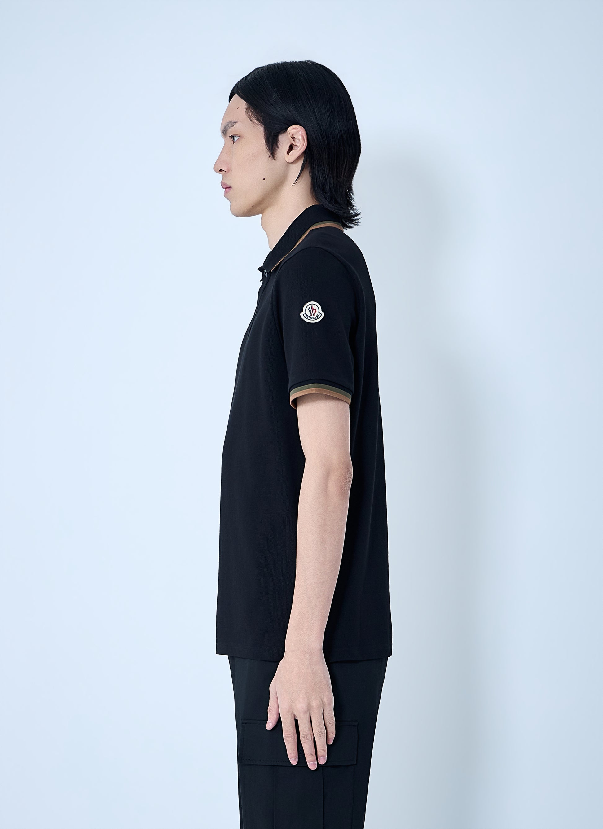 Moncler Men Polo Shirt With Ribbed Trims MONCLER