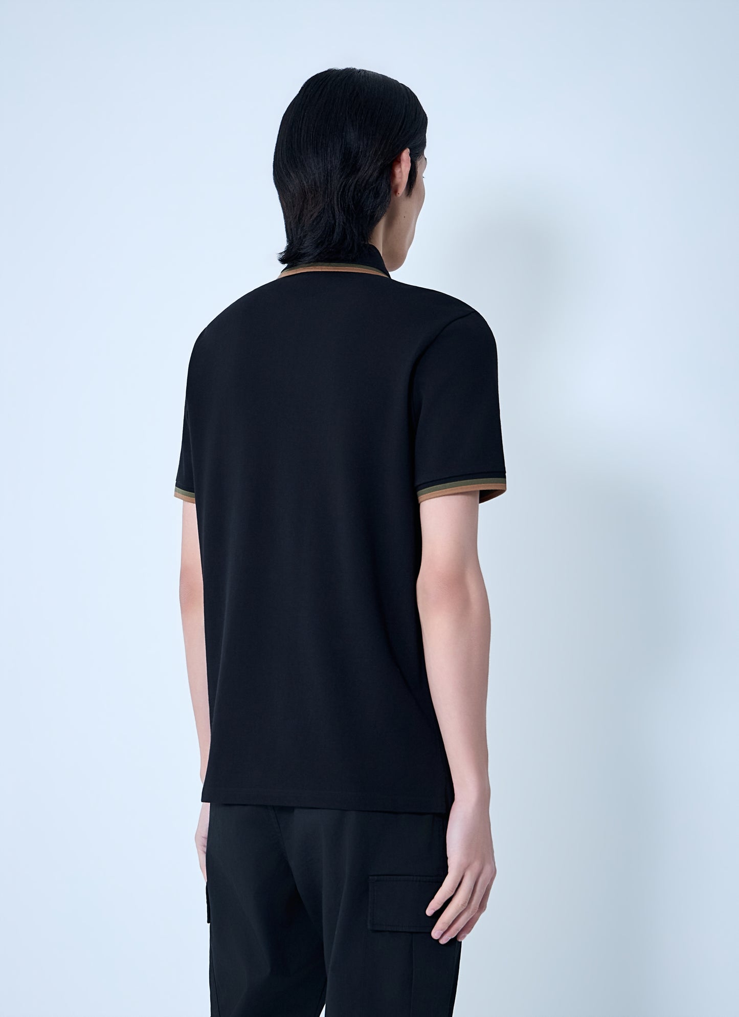 Moncler Men Polo Shirt With Ribbed Trims MONCLER