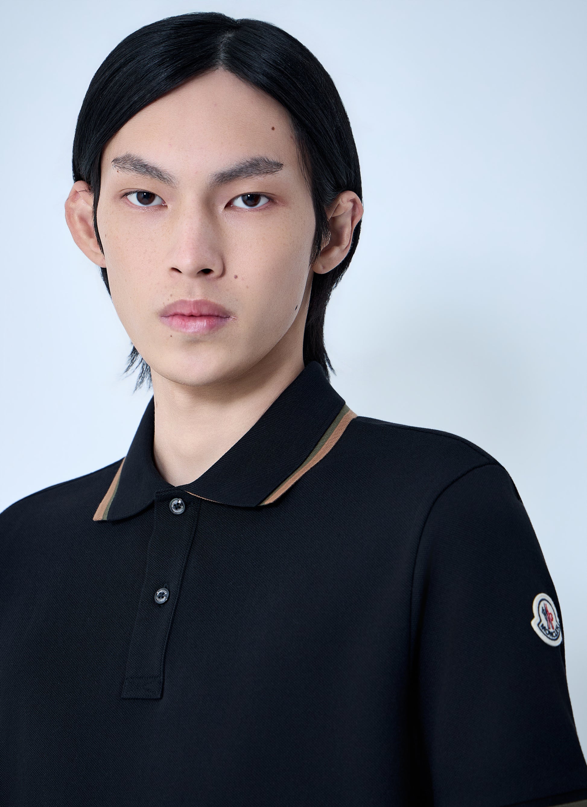 Moncler Men Polo Shirt With Ribbed Trims MONCLER