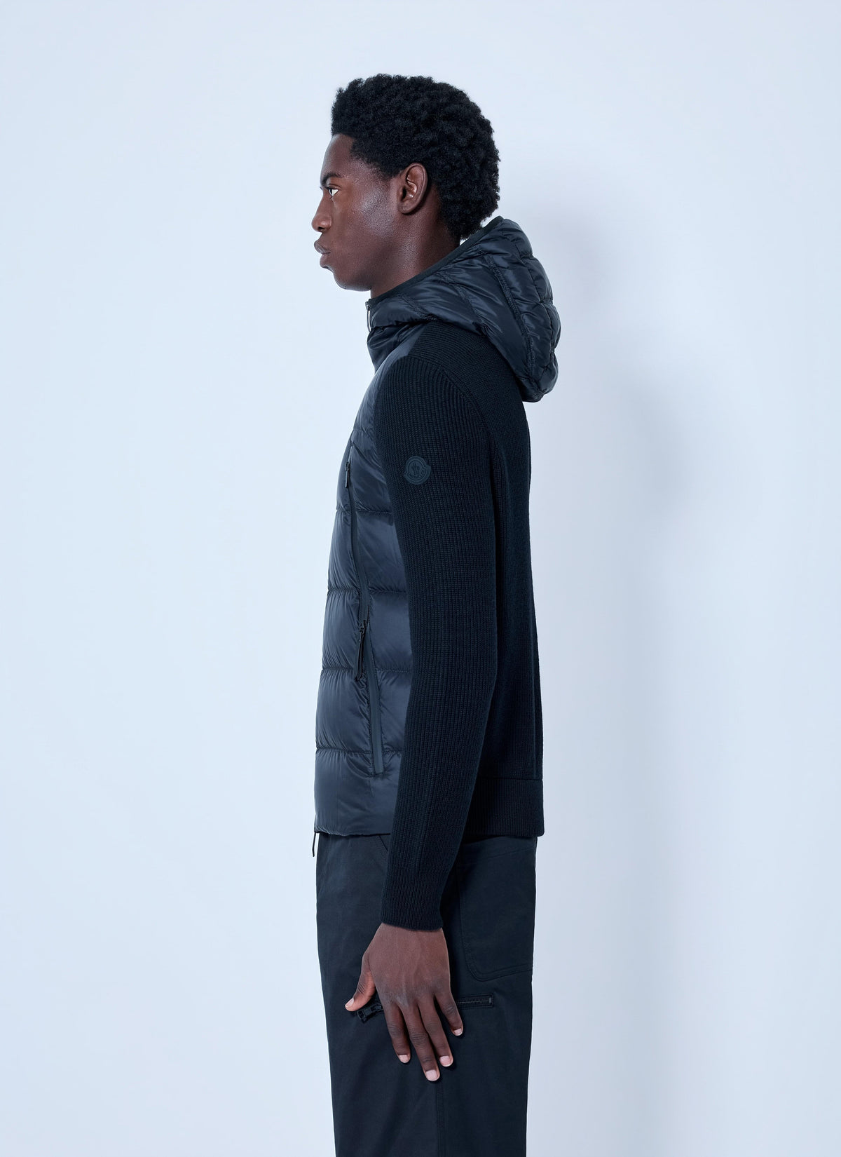 Moncler Men Hooded Puffer Jacket With Knit Sleeves MONCLER