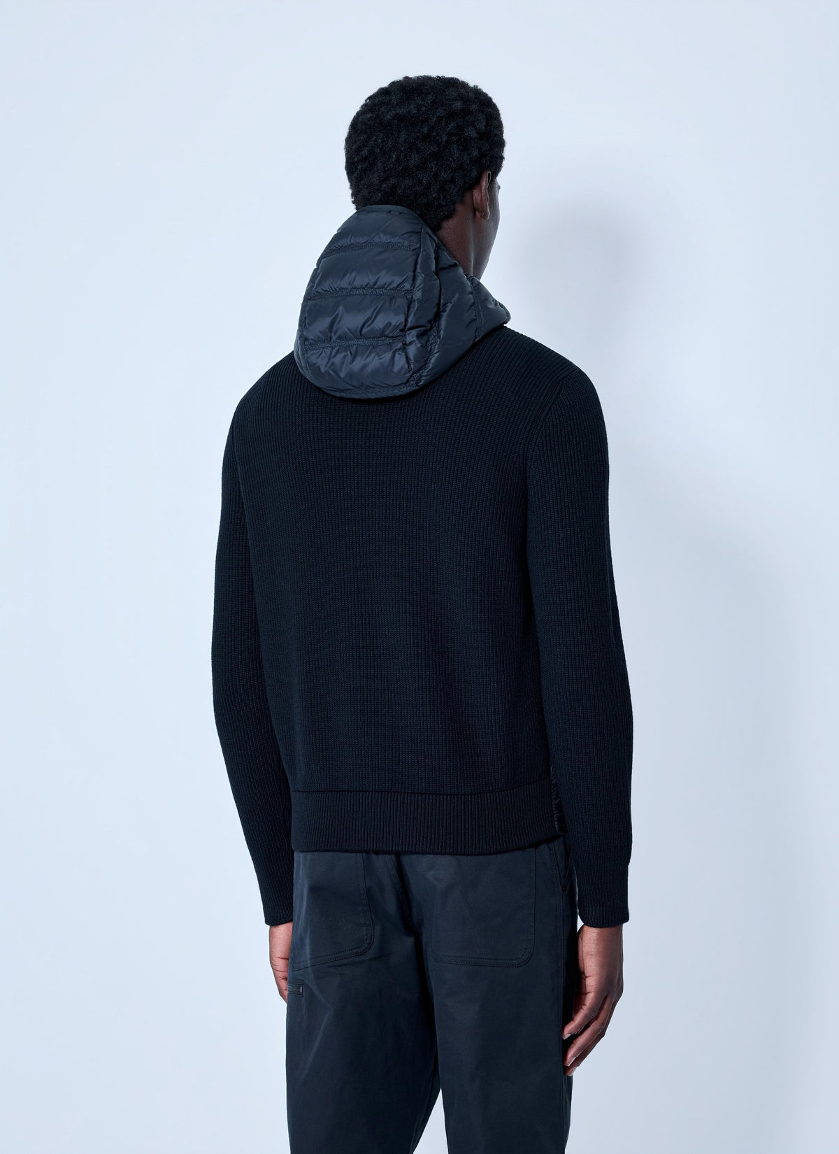 Moncler Men Hooded Puffer Jacket With Knit Sleeves MONCLER