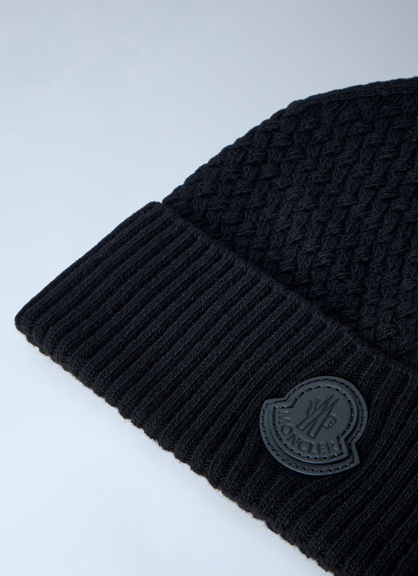 Moncler Men Ribbed Knit Beanie With Logo Patch