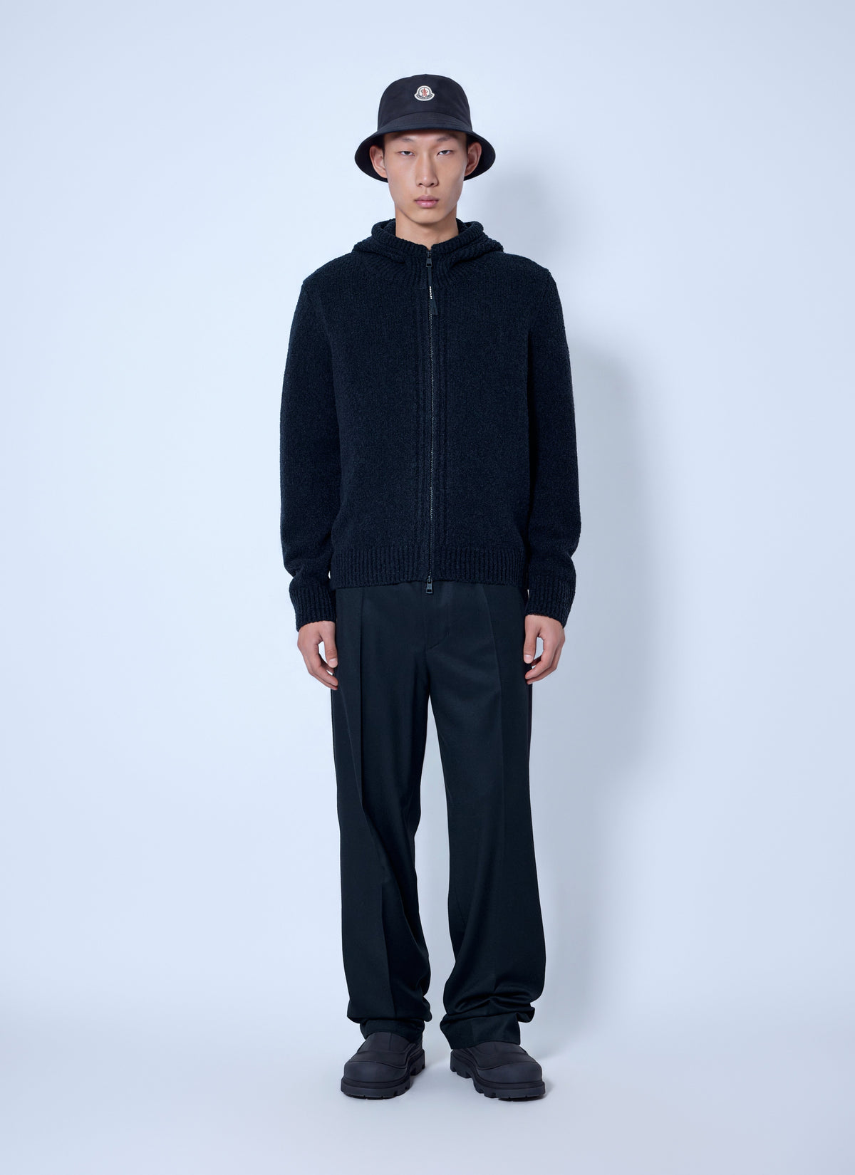 Moncler Men Bouclé Wool Blend Zip-Up Hoodie MONCLER