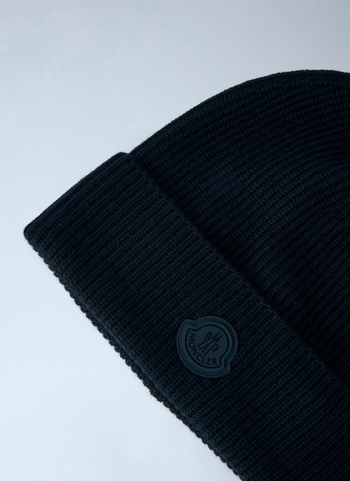 Moncler Men Ribbed Beanie With Logo Patch MONCLER