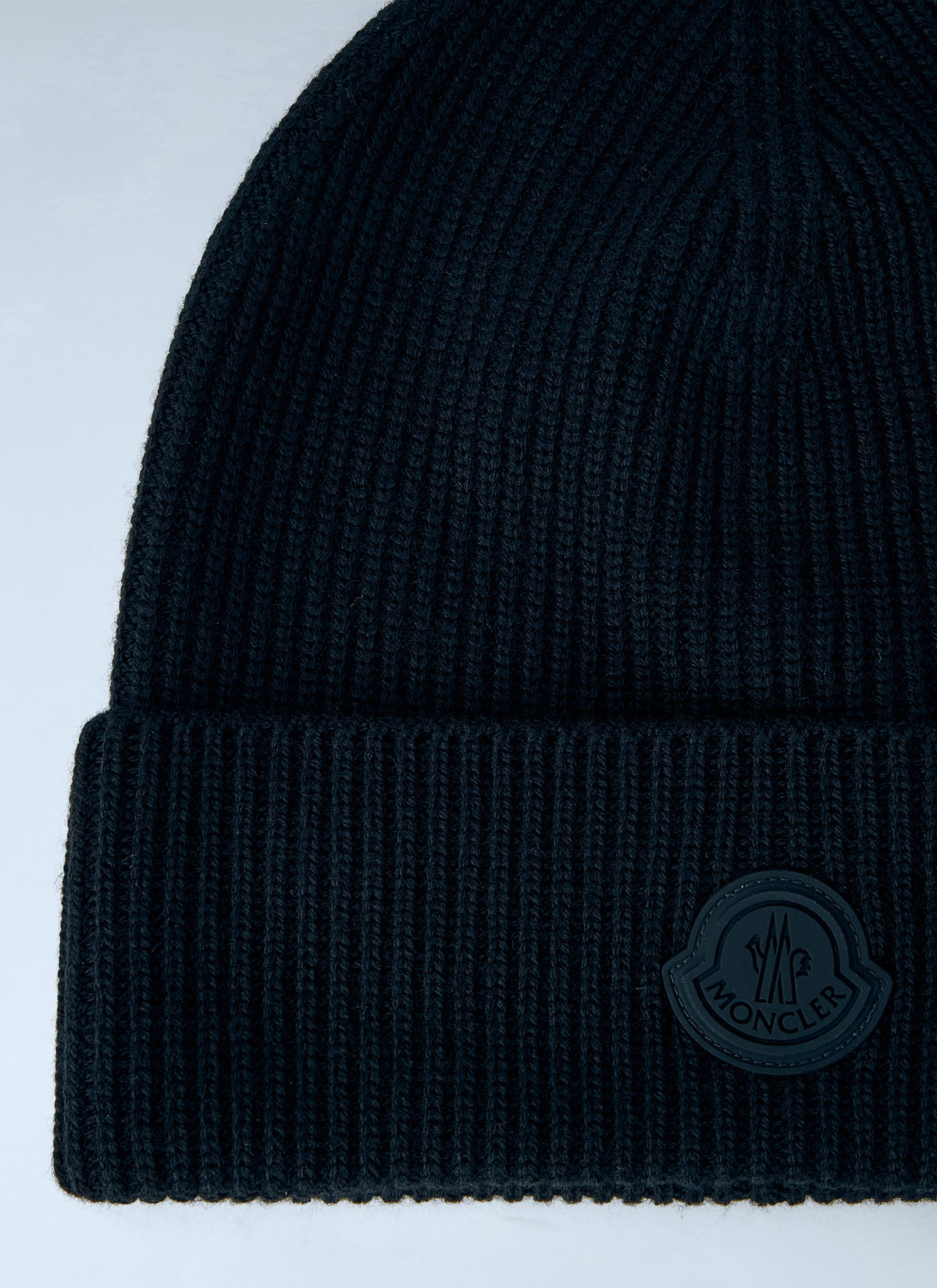Moncler Men Ribbed Beanie With Logo Patch MONCLER