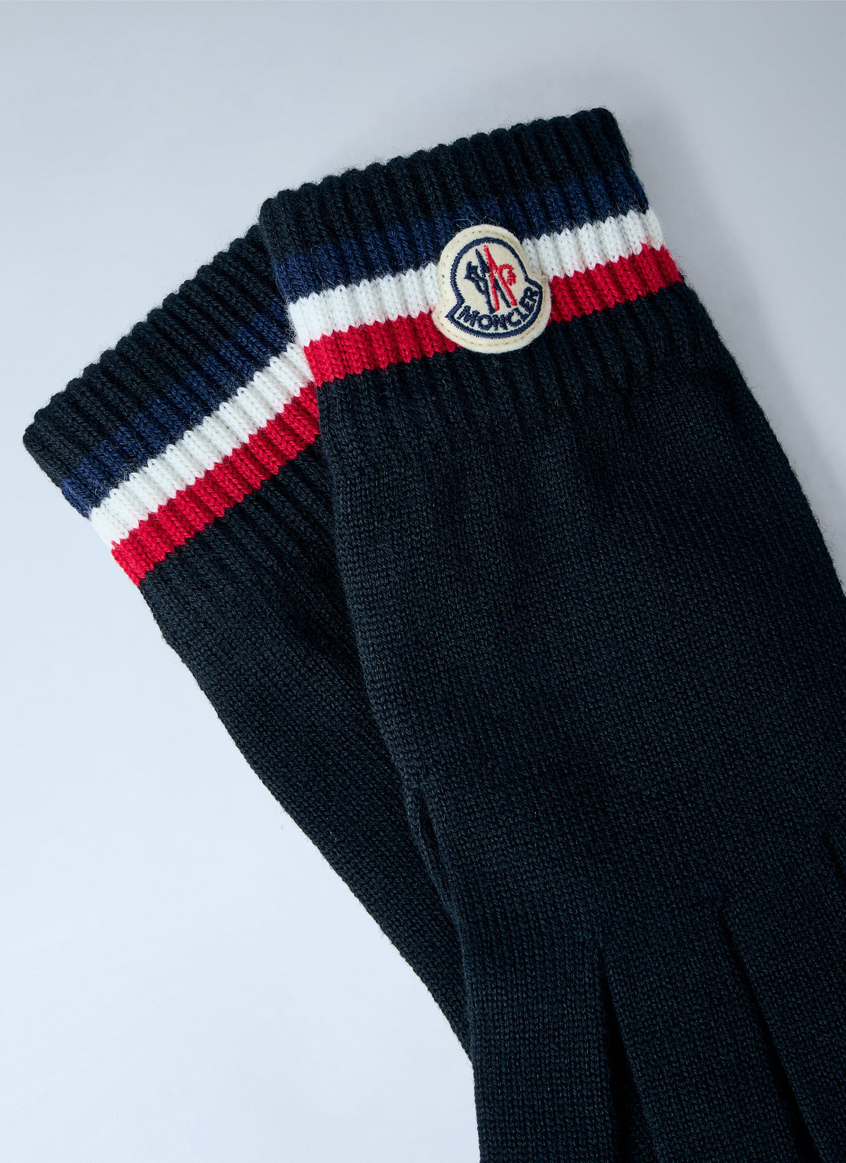 Moncler Men Knit Gloves With Logo Patch MONCLER
