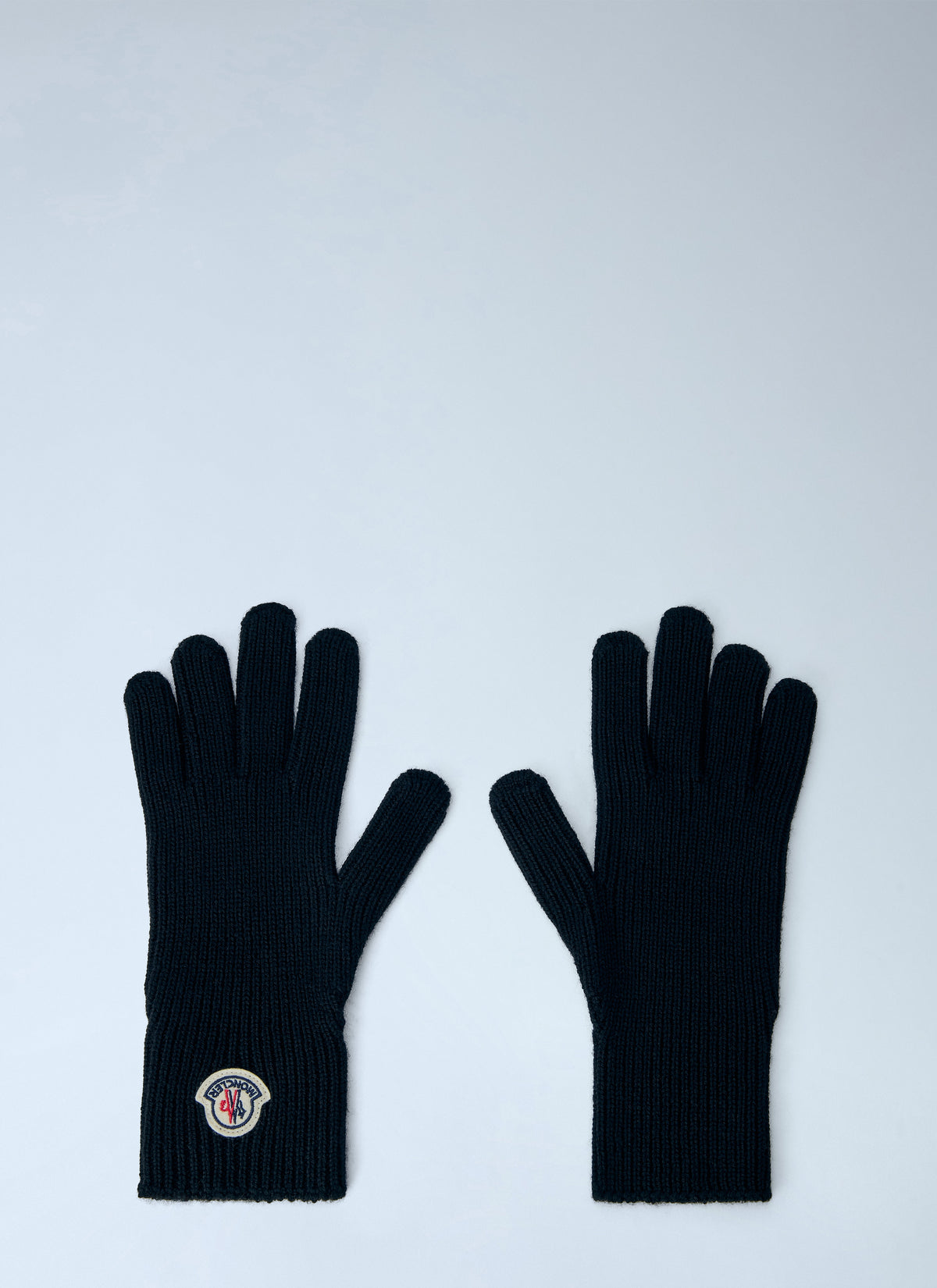 Moncler Men Ribbed Knit Gloves With Logo Patch MONCLER