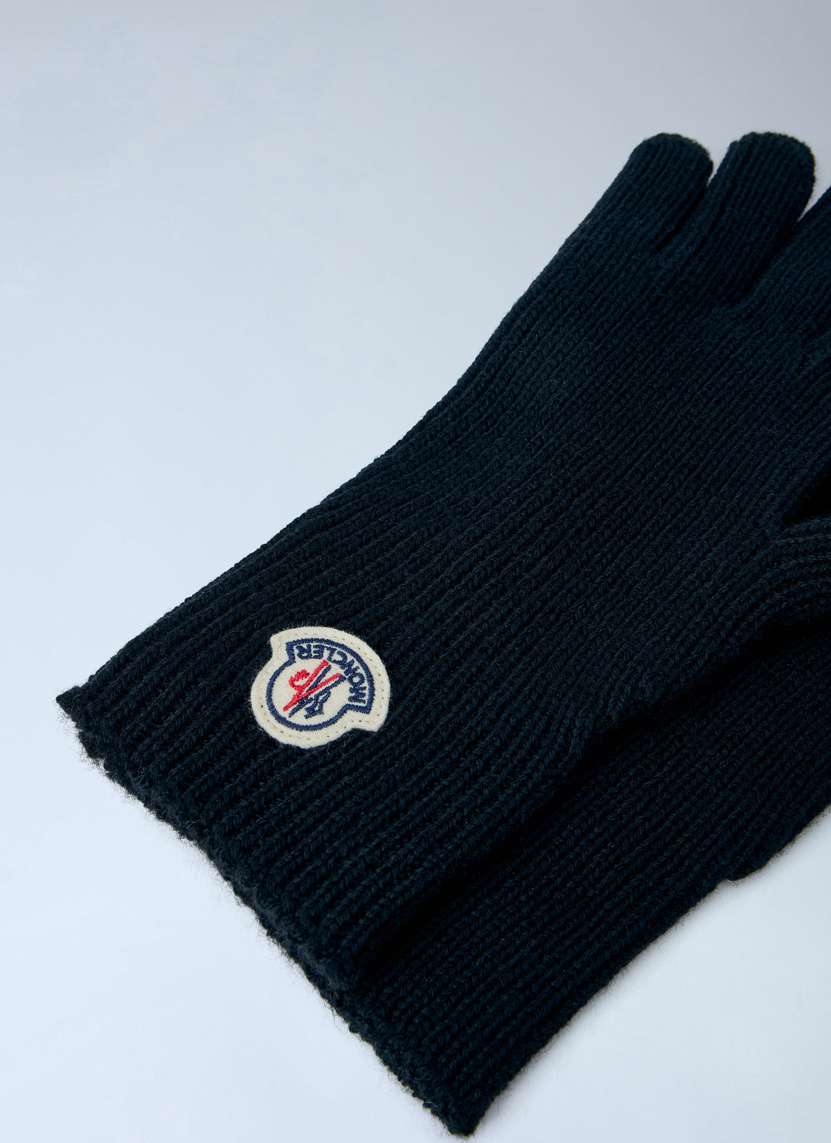 Moncler Men Ribbed Knit Gloves With Logo Patch MONCLER