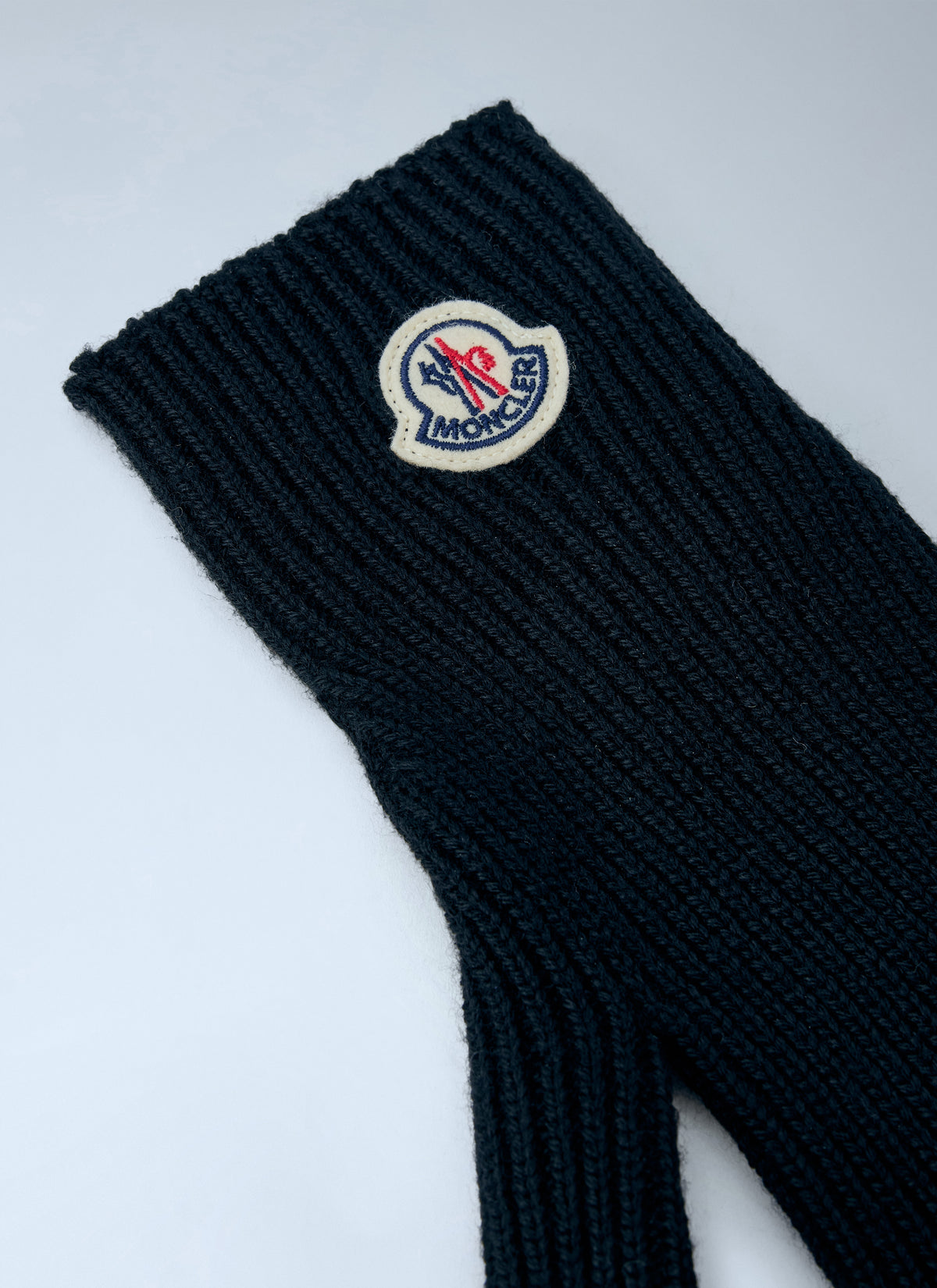 Moncler Men Ribbed Knit Gloves With Logo Patch MONCLER