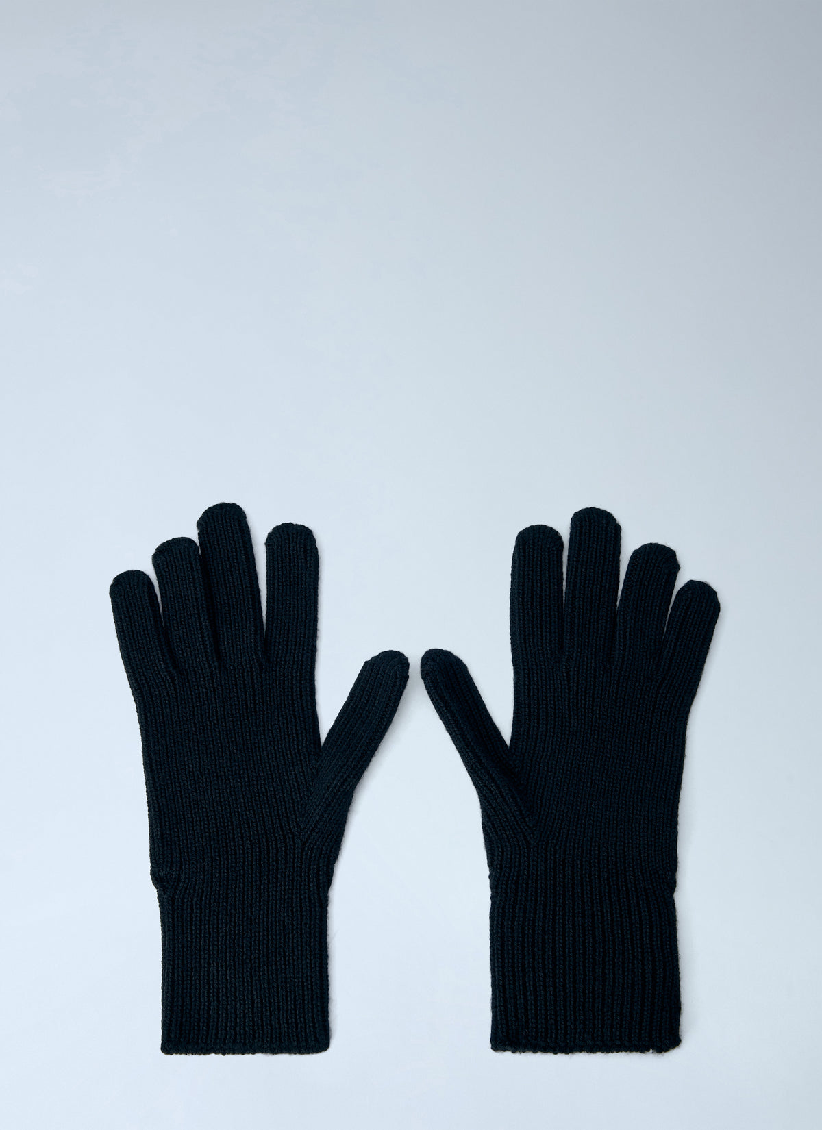 Moncler Men Ribbed Knit Gloves With Logo Patch MONCLER