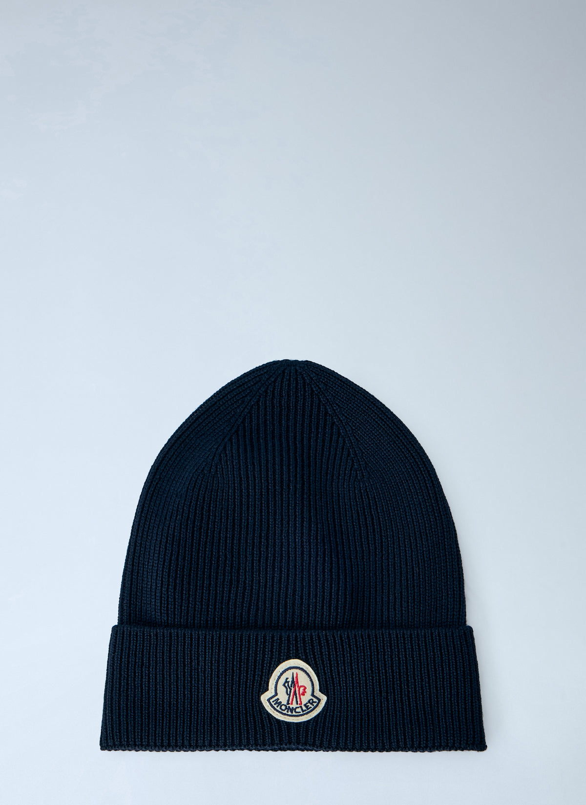 Moncler Men Ribbed Knit Beanie With Logo Patch MONCLER