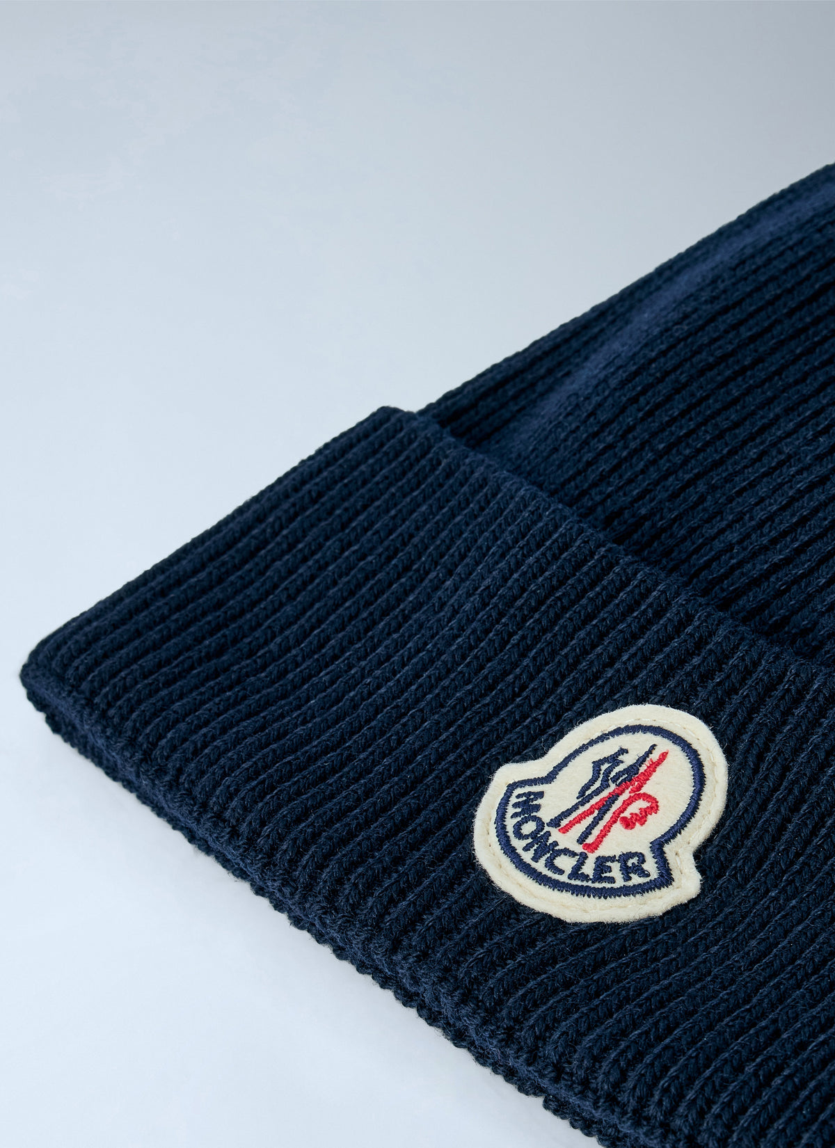 Moncler Men Ribbed Knit Beanie With Logo Patch MONCLER