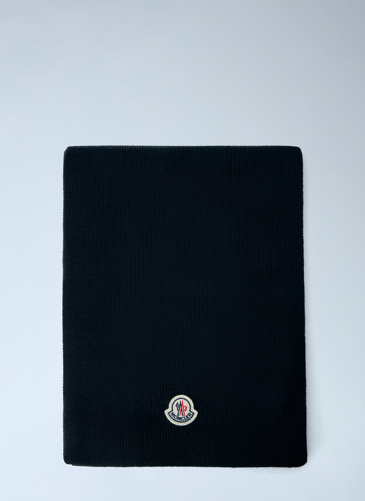 Moncler Men Ribbed Wool Scarf With Logo Patch MONCLER