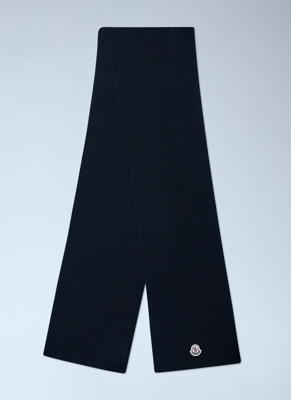 Moncler Men Ribbed Wool Scarf With Logo Patch MONCLER
