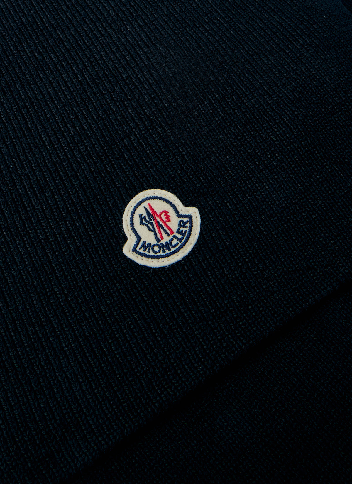 Moncler Men Ribbed Wool Scarf With Logo Patch MONCLER
